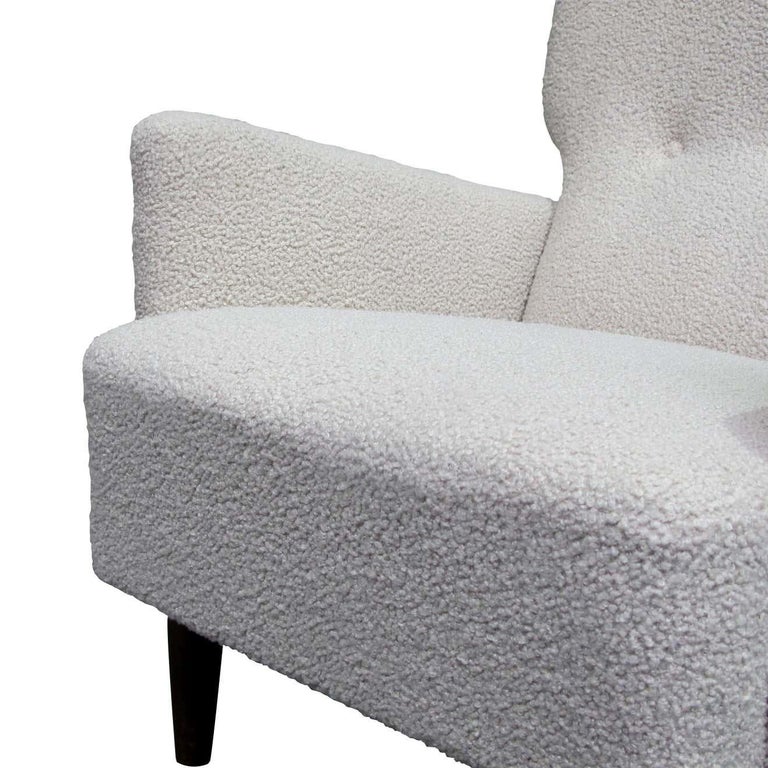 1940s Danish High Back Three Buttoned Lounge Chair in Cream Bouclé Fabric at 1stDibs | boucle ...
