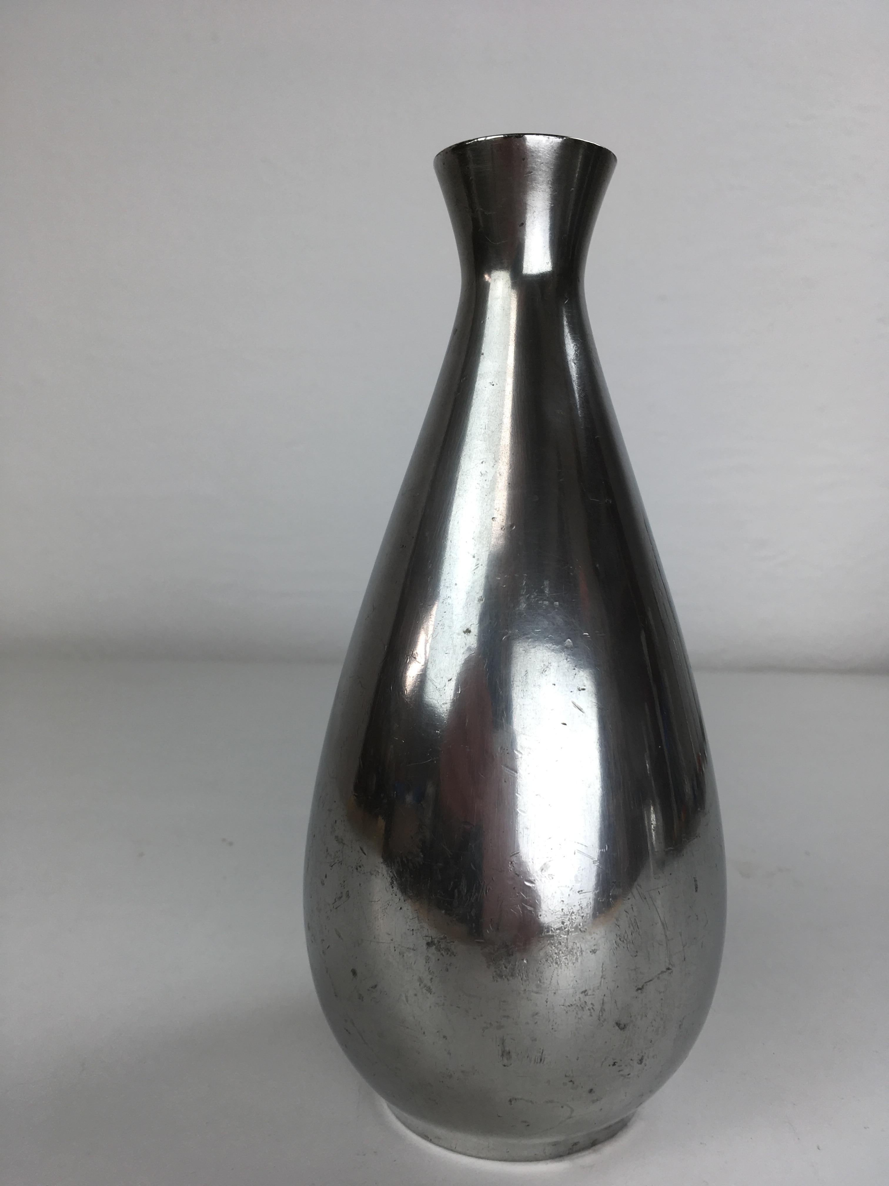 Mid-Century Modern 1940s Danish Just Andersen Circular Pewter Vase For Sale