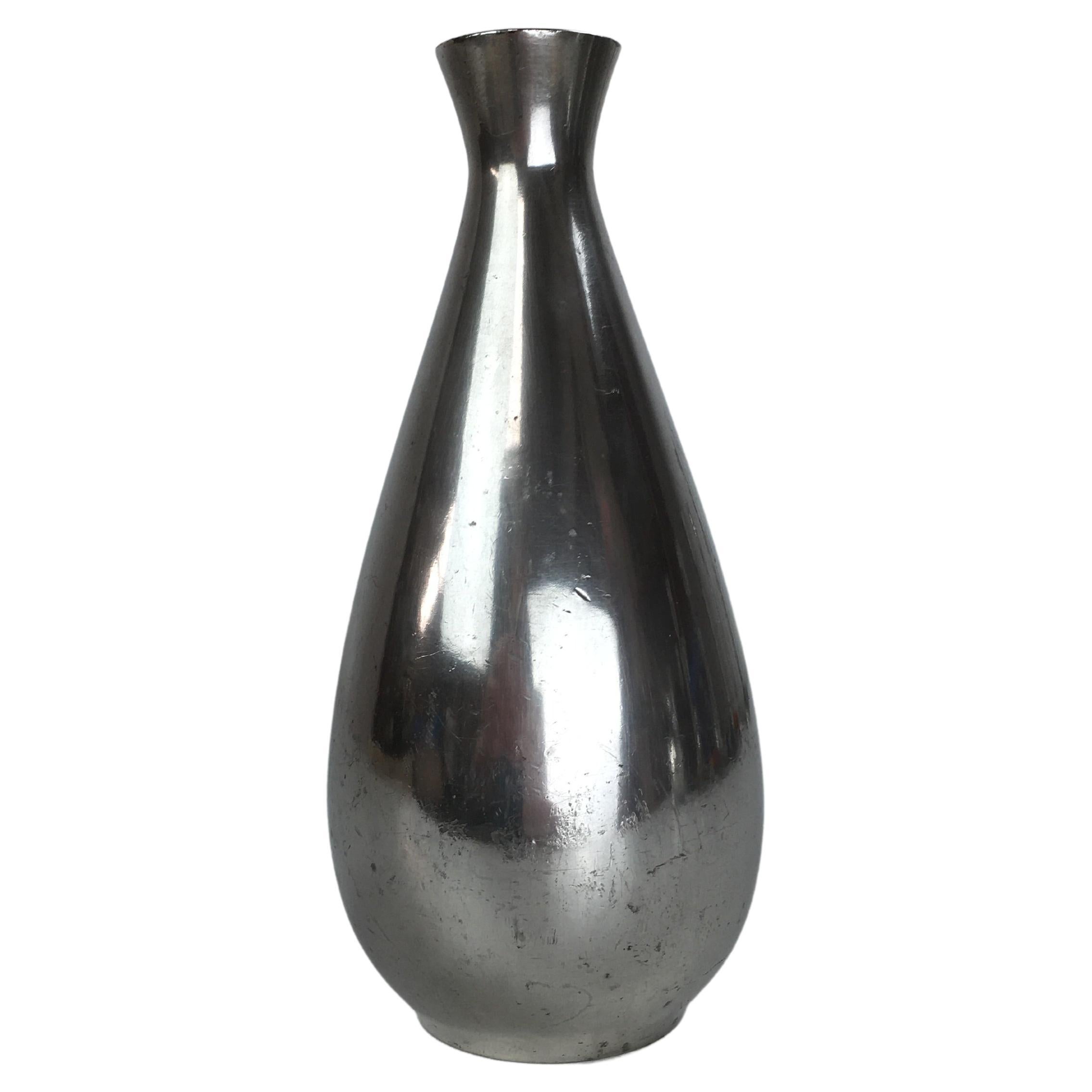 1940s Danish Just Andersen Circular Pewter Vase For Sale