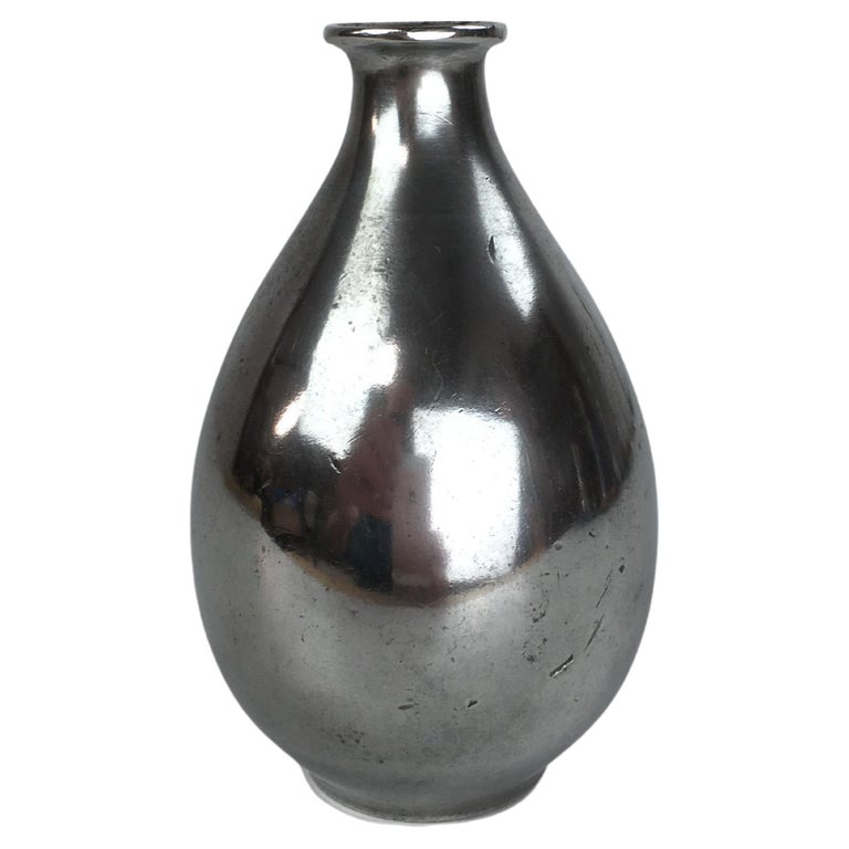 1940s Danish Just Andersen Circular Pewter Vase For Sale at 1stDibs