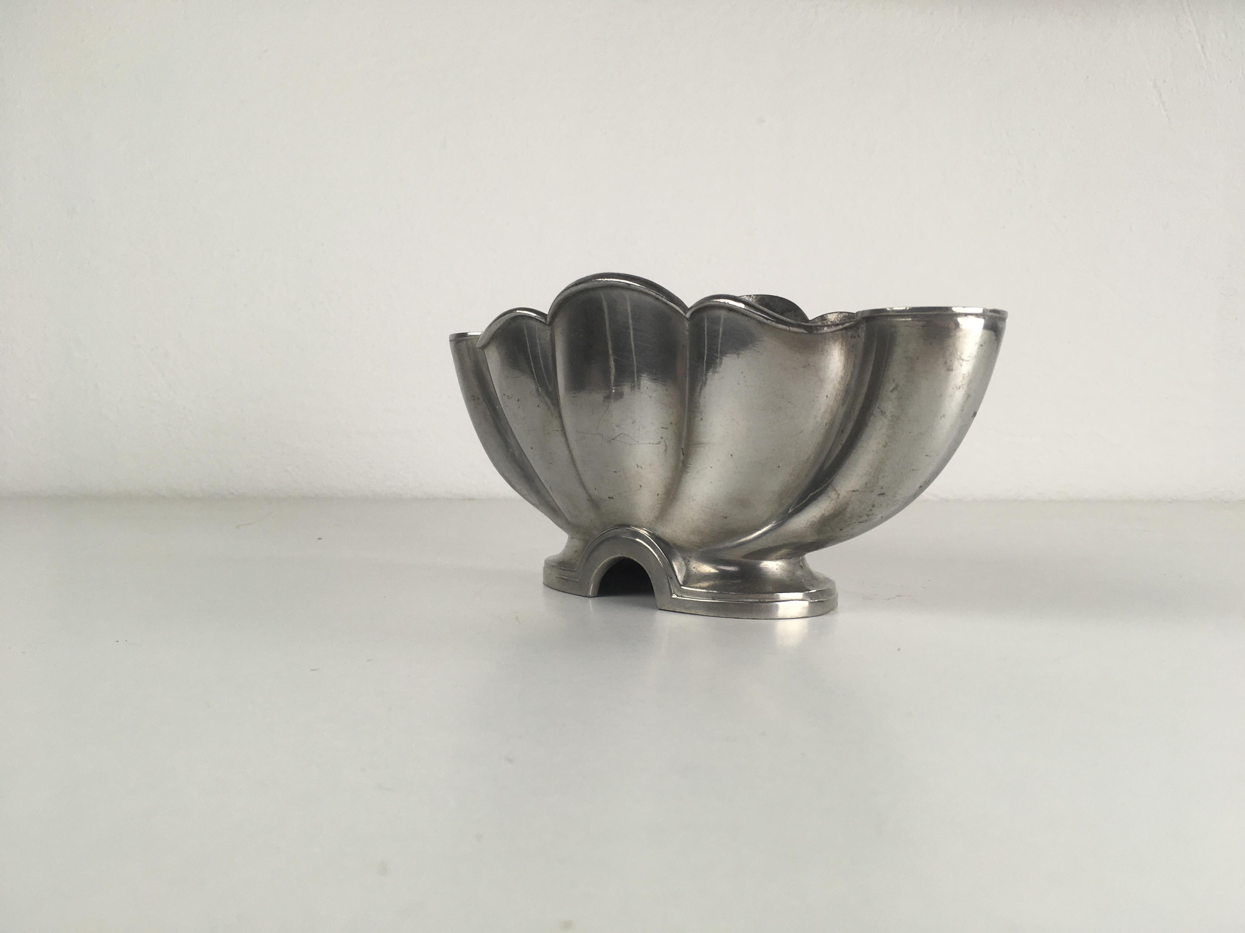 Mid-Century Modern 1940s Danish Just Andersen Pewter Vase and Candle Holder For Sale