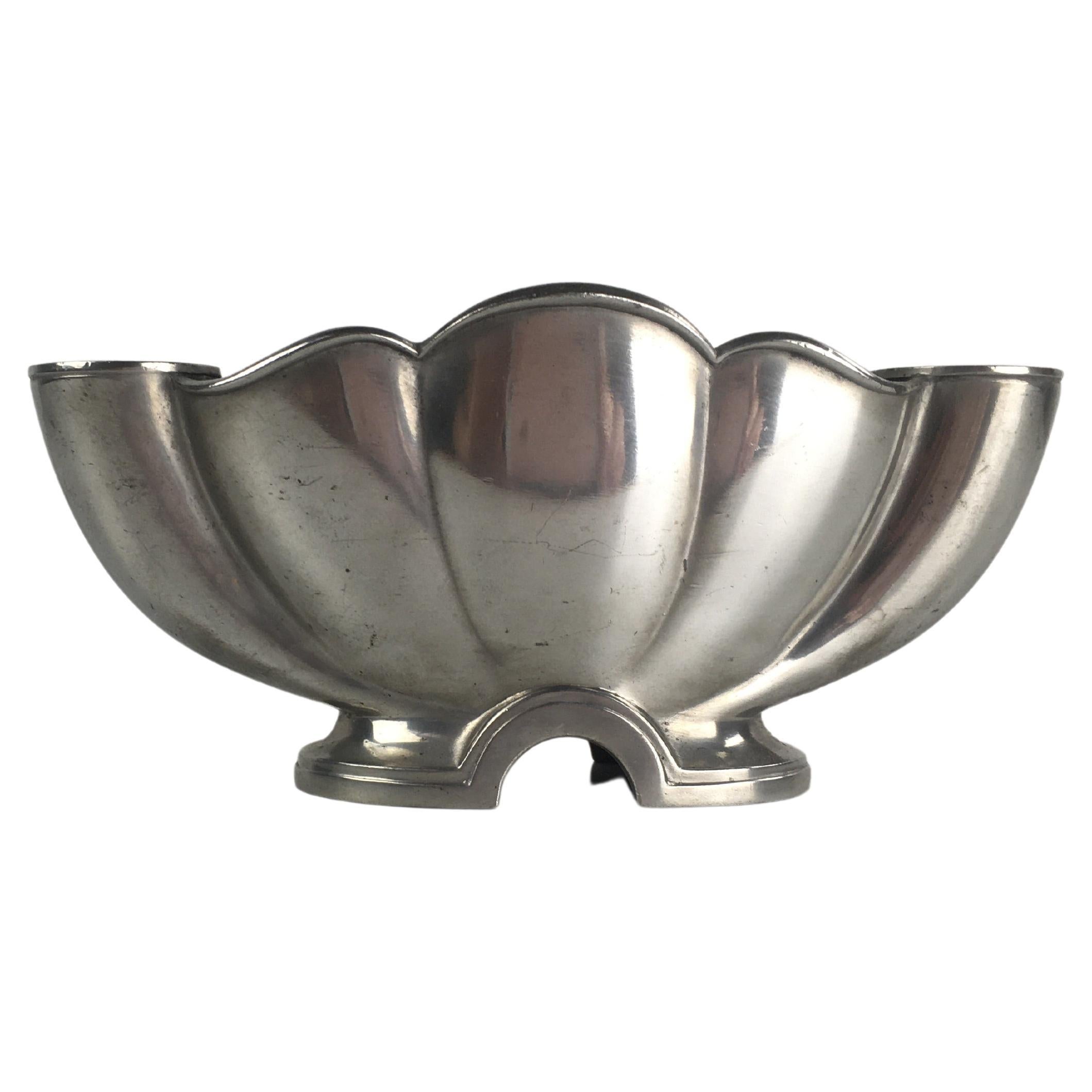 1940s Danish Just Andersen Pewter Vase and Candle Holder For Sale
