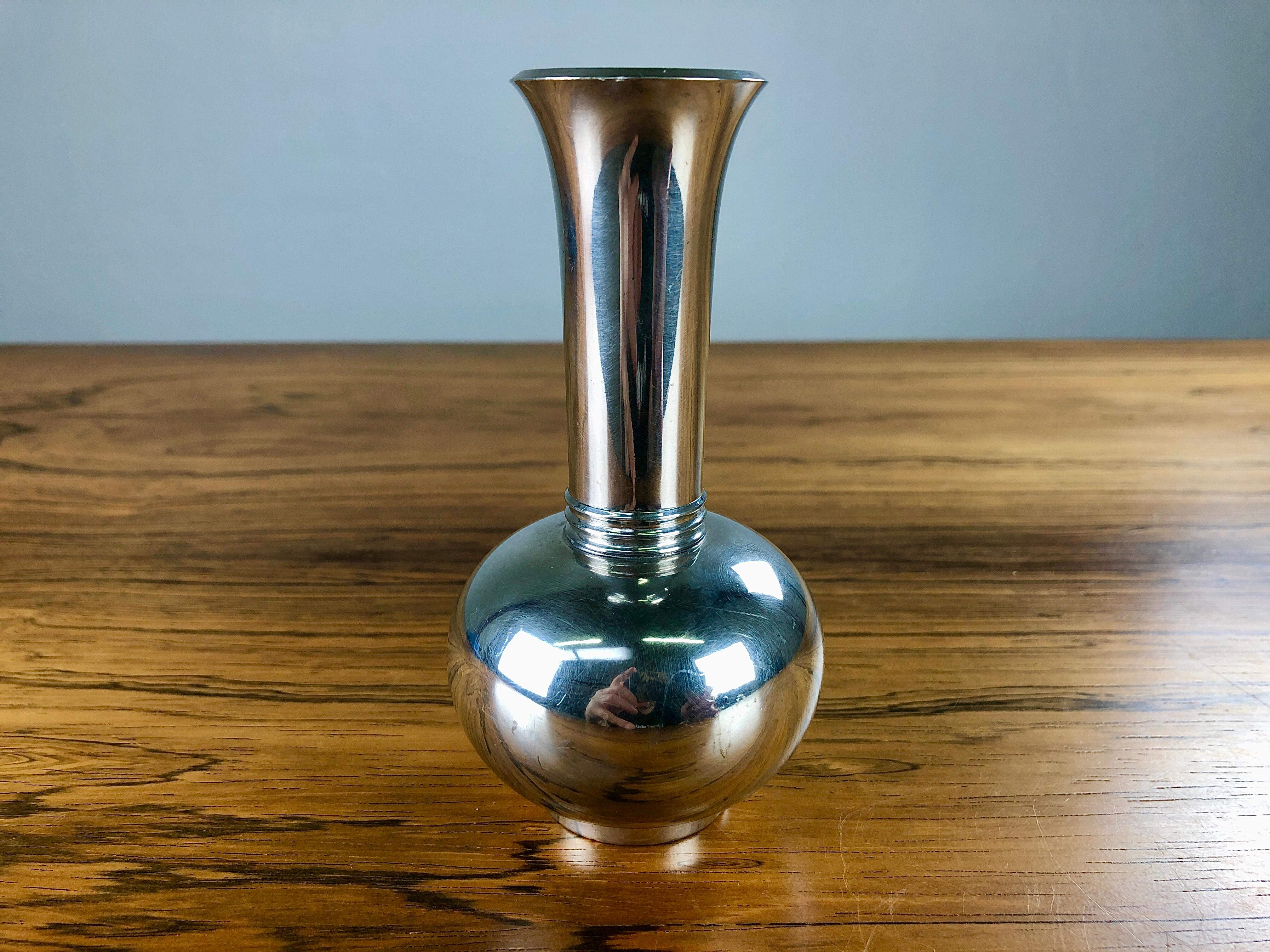 Art Deco 1940s Danish Just Andersen Pewter Vase For Sale