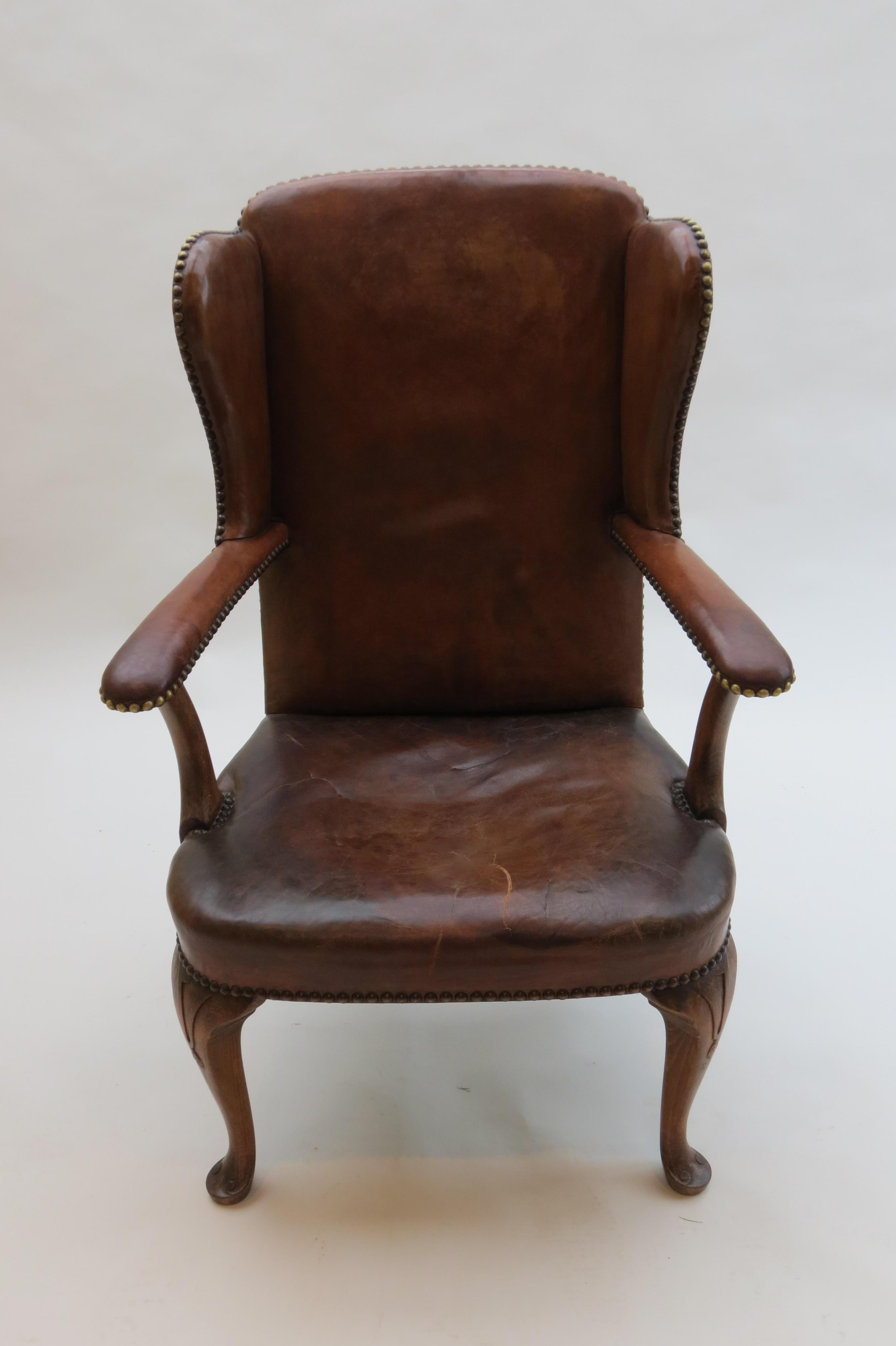 1940s Danish Leather and Oak Armchair by Handsen Lysberg and Therp 2