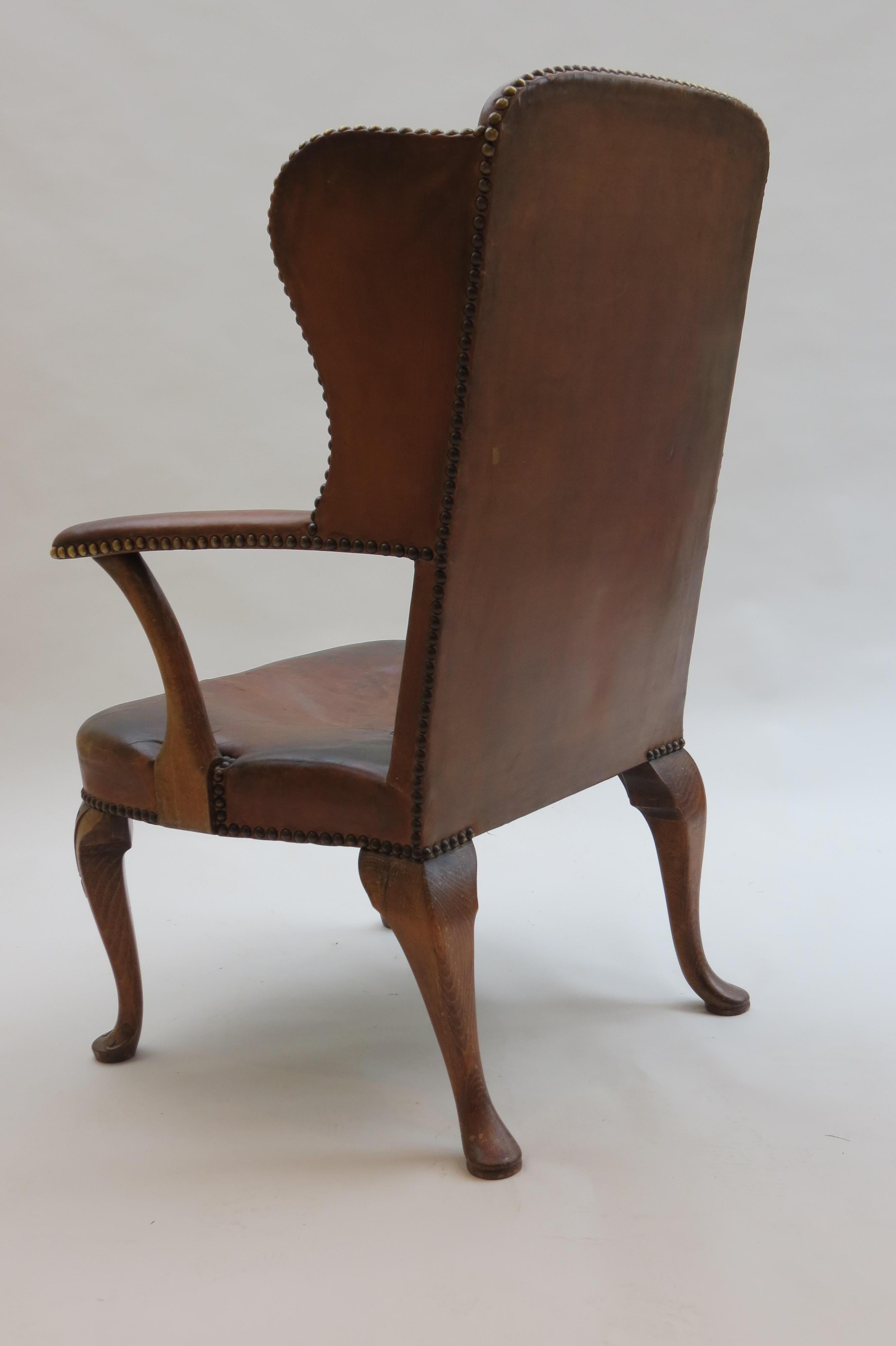 1940s Danish Leather and Oak Armchair by Handsen Lysberg and Therp 5
