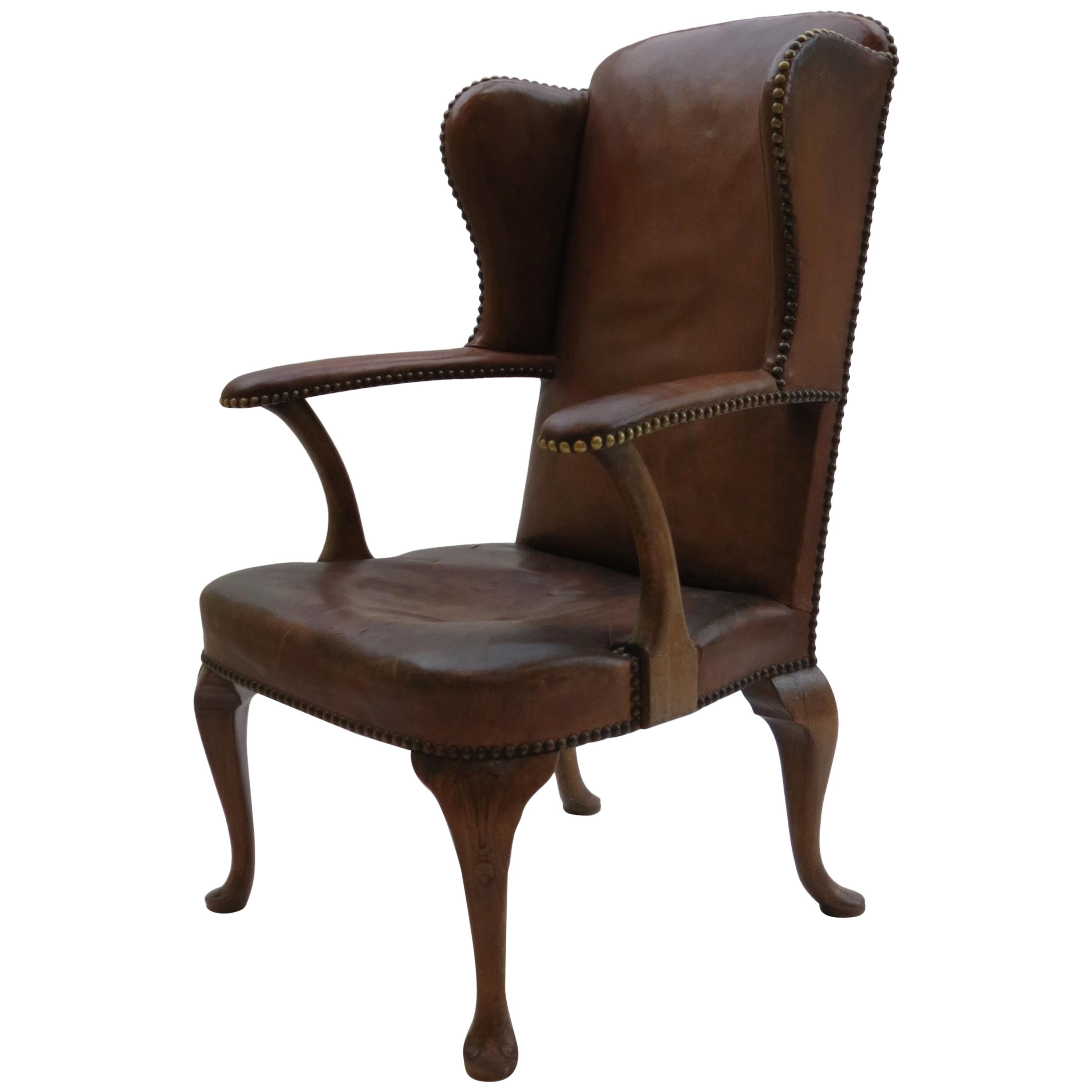 1940s Danish Leather and Oak Armchair by Handsen Lysberg and Therp