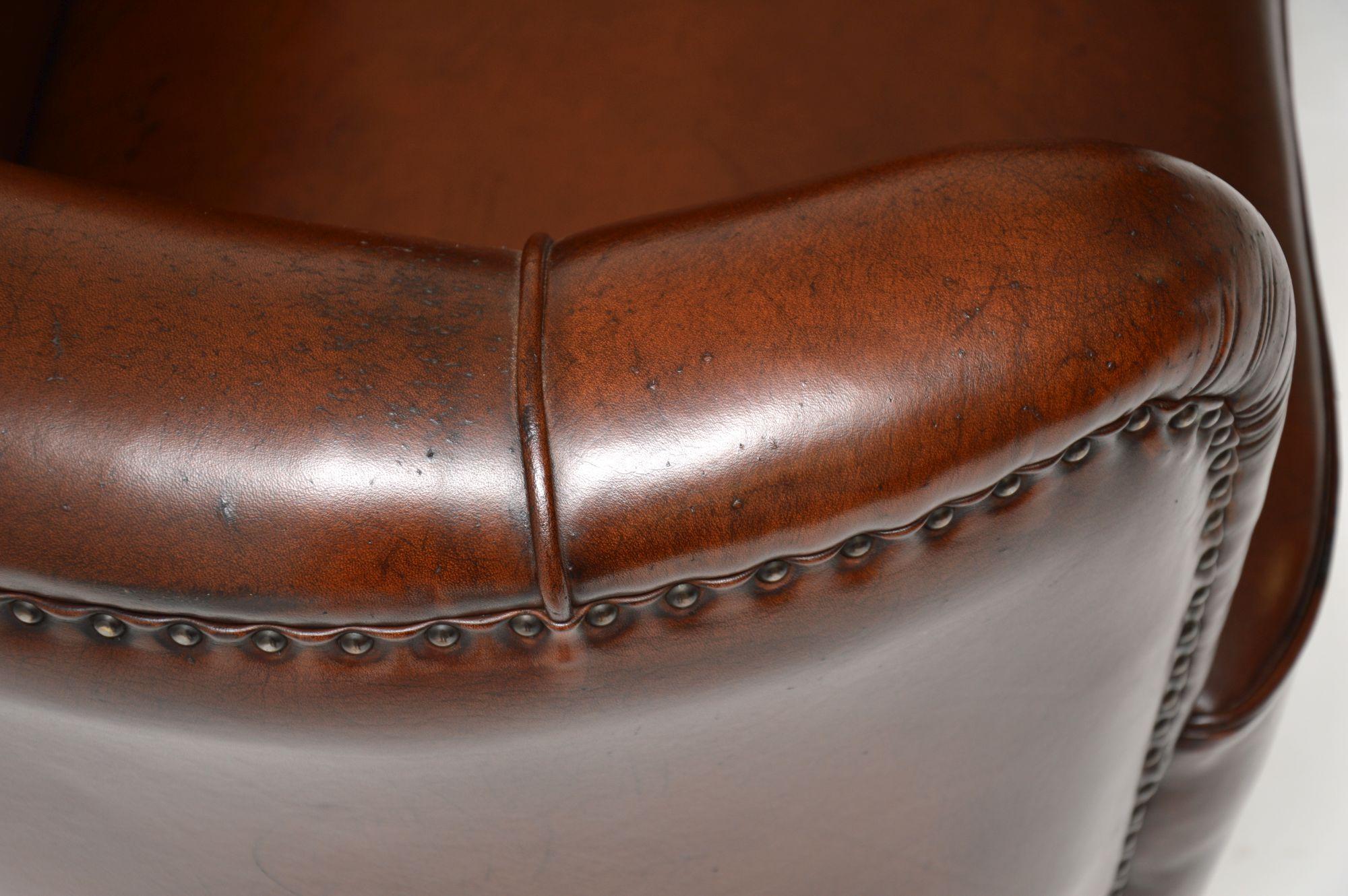 1940's Danish Leather Curved Banana Sofa 3