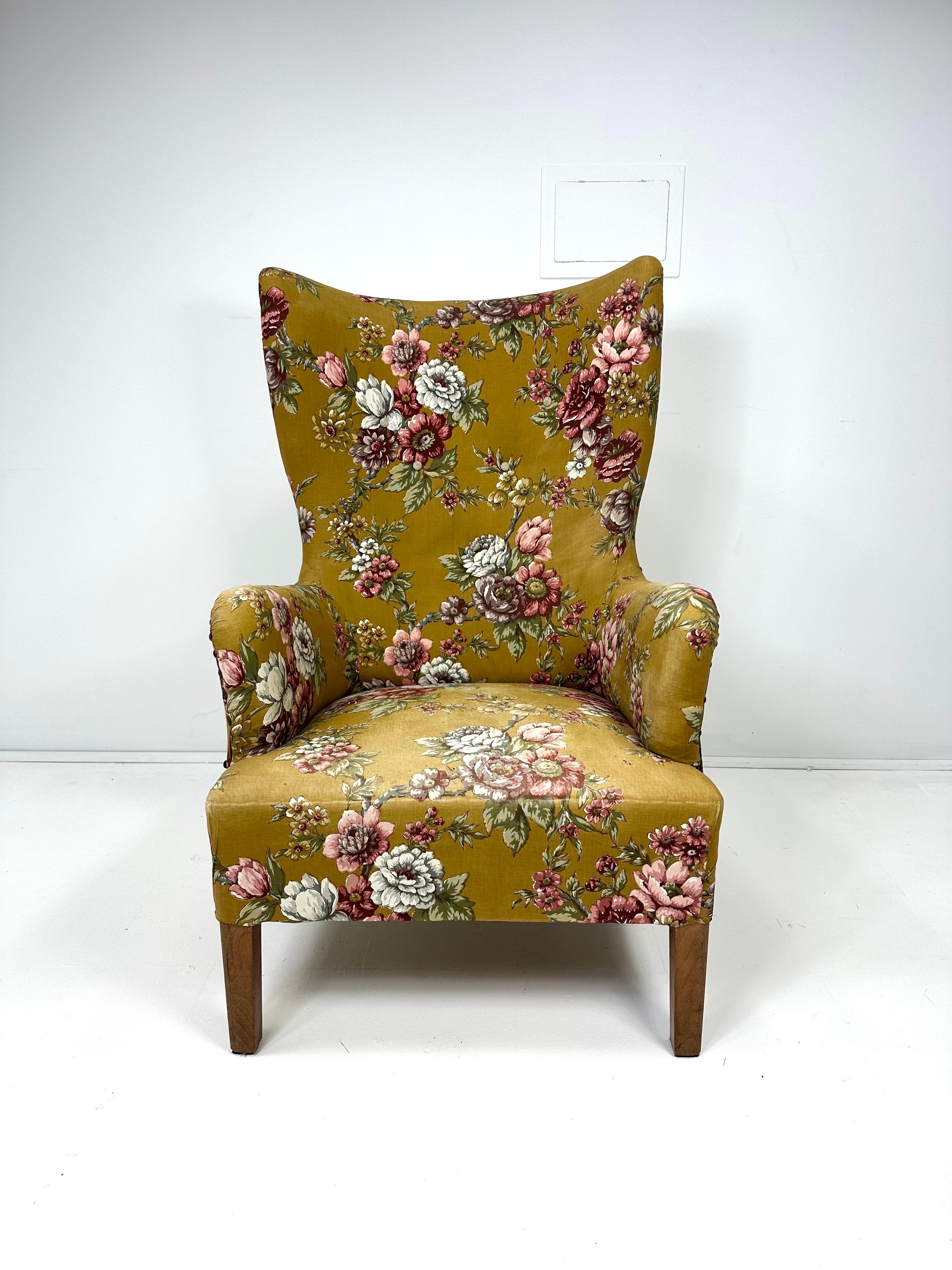 1940's high back lounge chair.  Denmark, Elegant and classic Danish design.

Please contact about delivery to NYC area.
