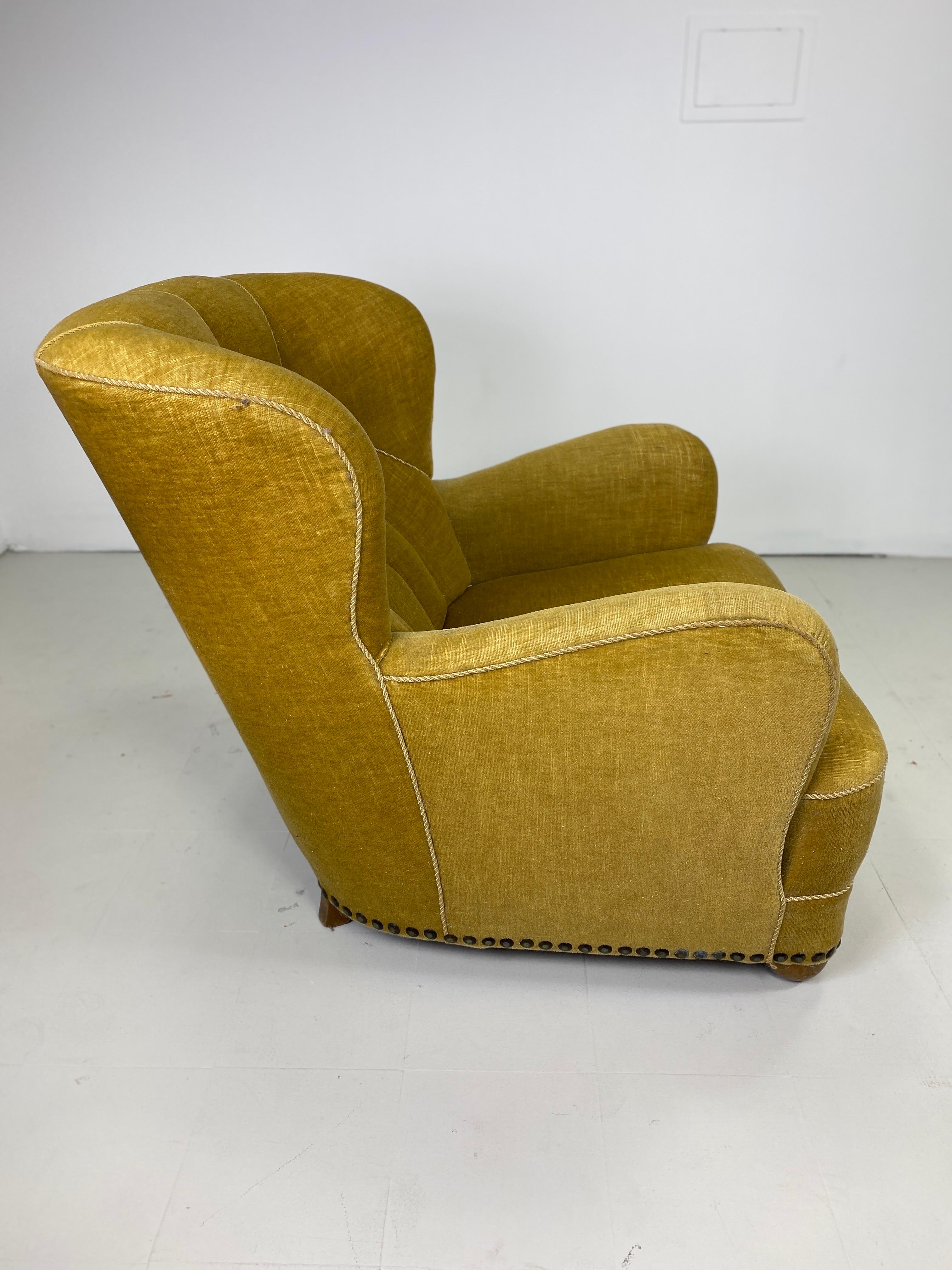 Velours Chaise longue danoise des années 1940 en vente