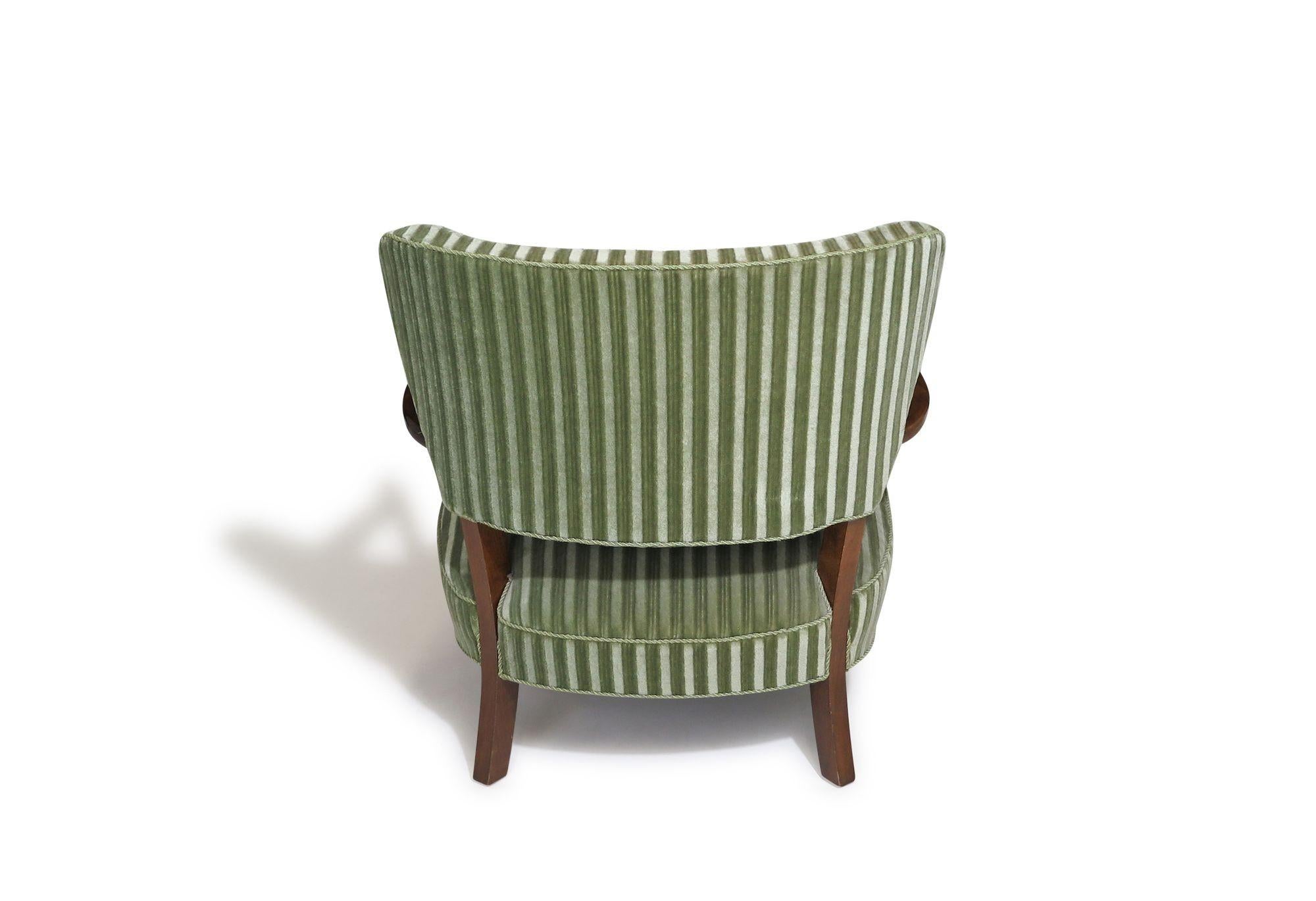 1940's Danish Lounge Chair in Original Green Mohair 6