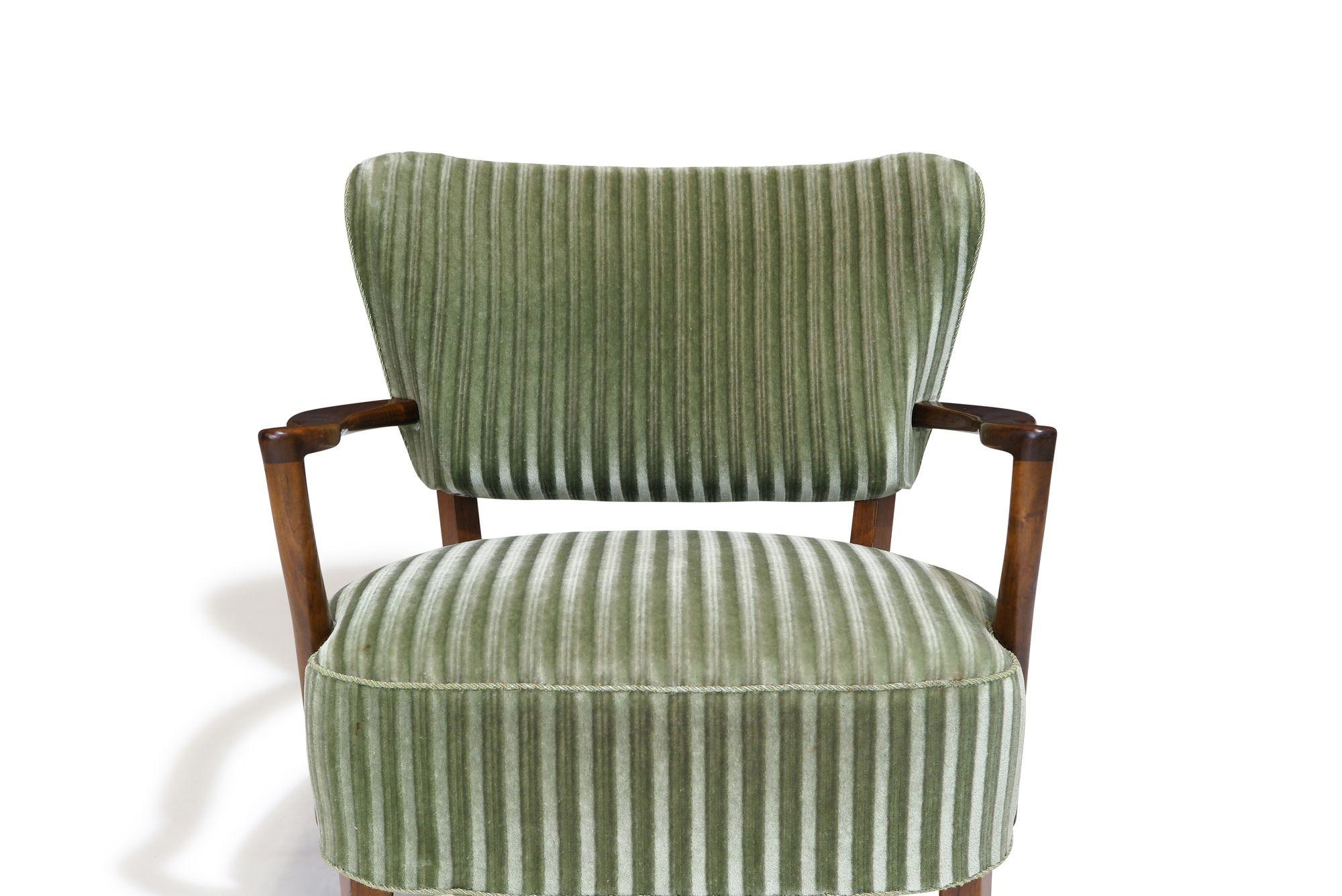 20th Century 1940's Danish Lounge Chair in Original Green Mohair