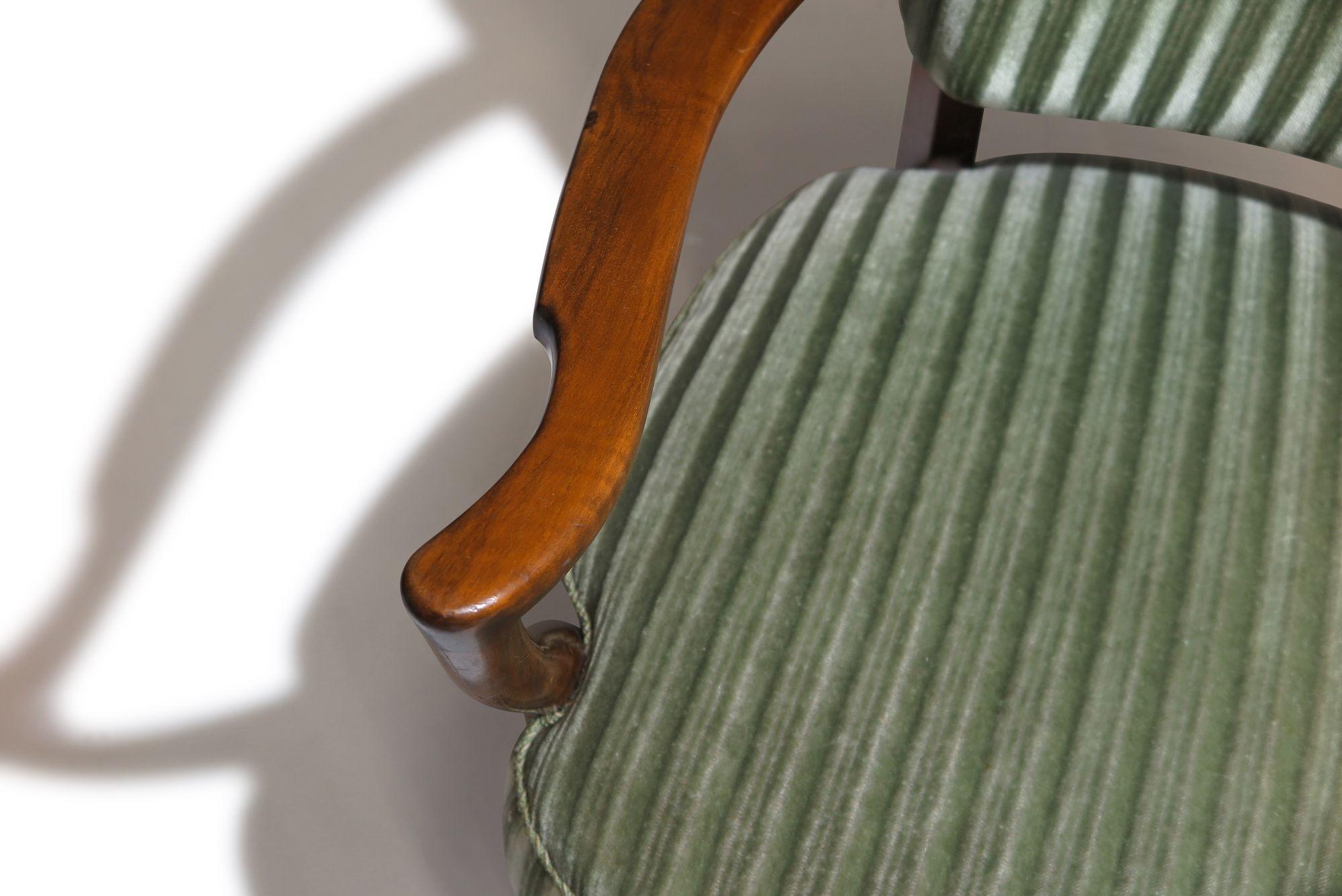 1940's Danish Lounge Chair in Original Green Mohair 1