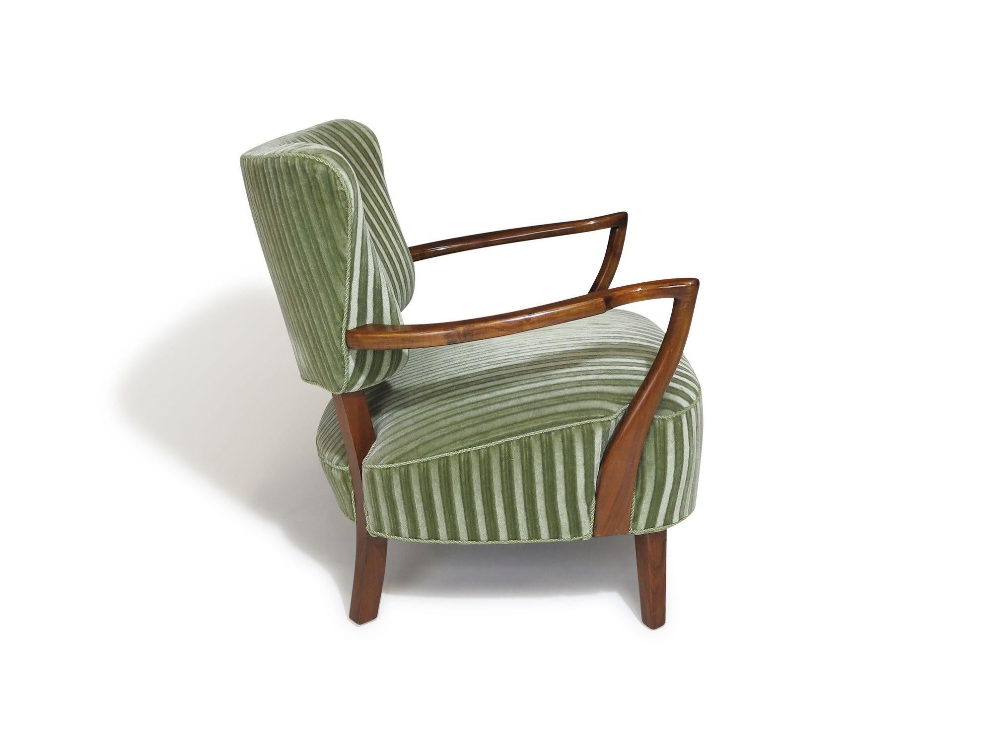 1940's Danish Lounge Chair in Original Green Mohair 2