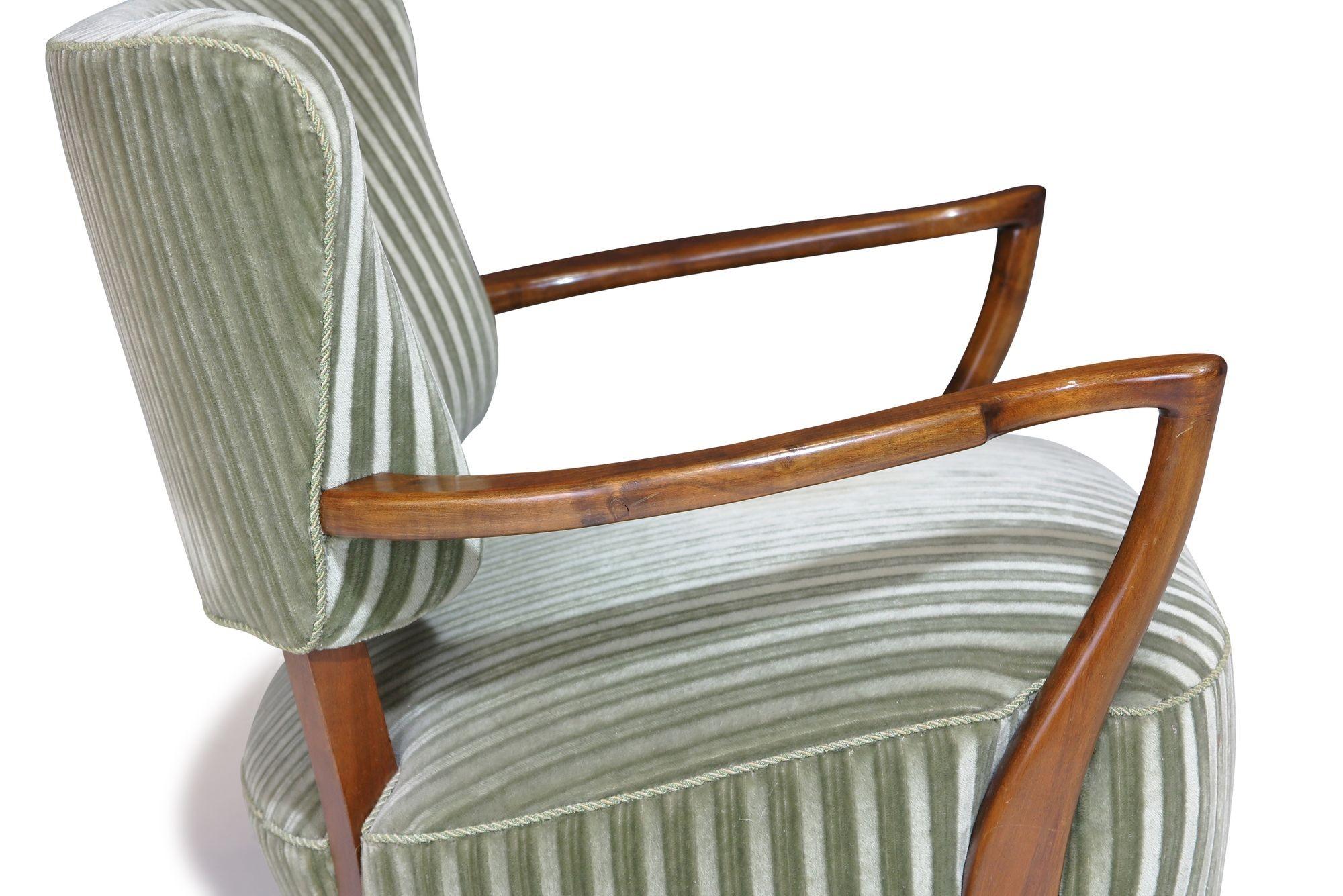 1940's Danish Lounge Chair in Original Green Mohair 3
