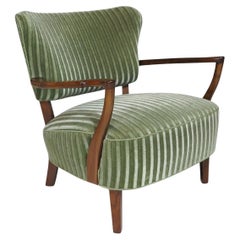 1940's Danish Lounge Chair in Original Green Mohair