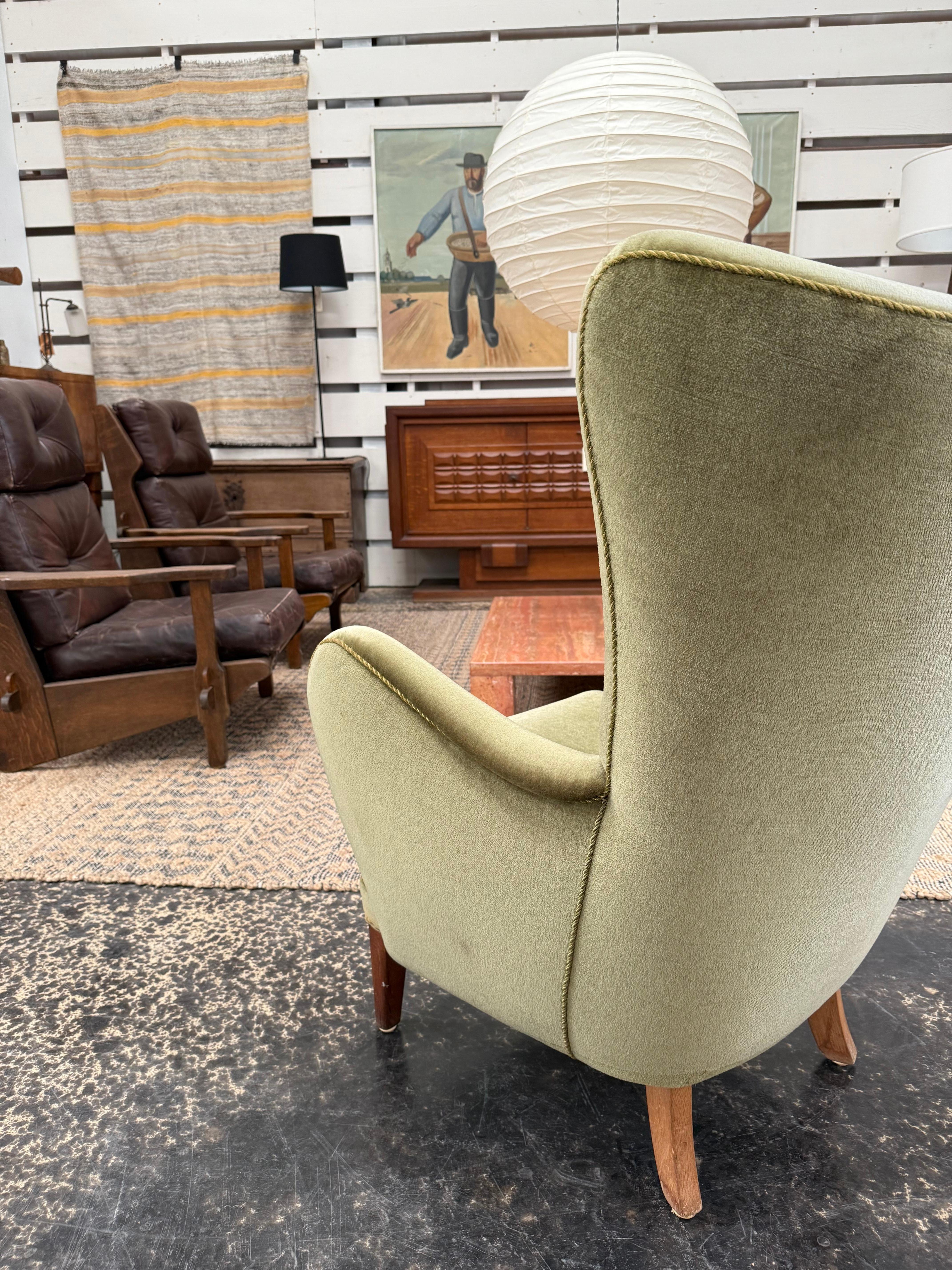 Silla danesa de 1940 en mohair original Danés en venta