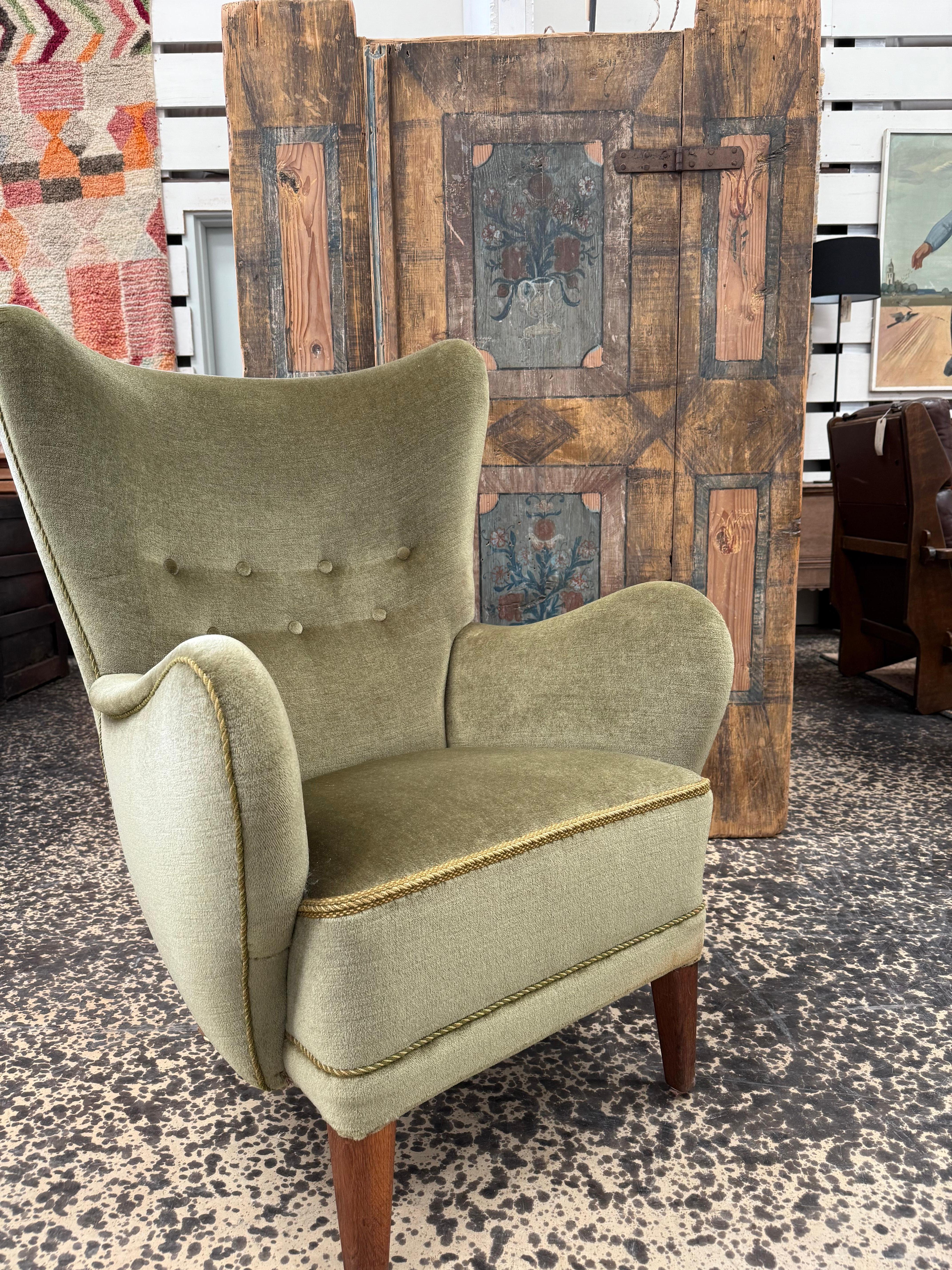 Silla danesa de 1940 en mohair original en Bueno estado para la venta en Salt Lake City, UT