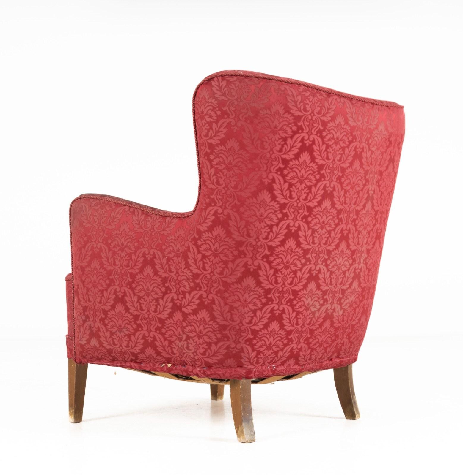 Sillón danés de 1940 al estilo de Fritz Hansen 1669 Escandinavo moderno en venta
