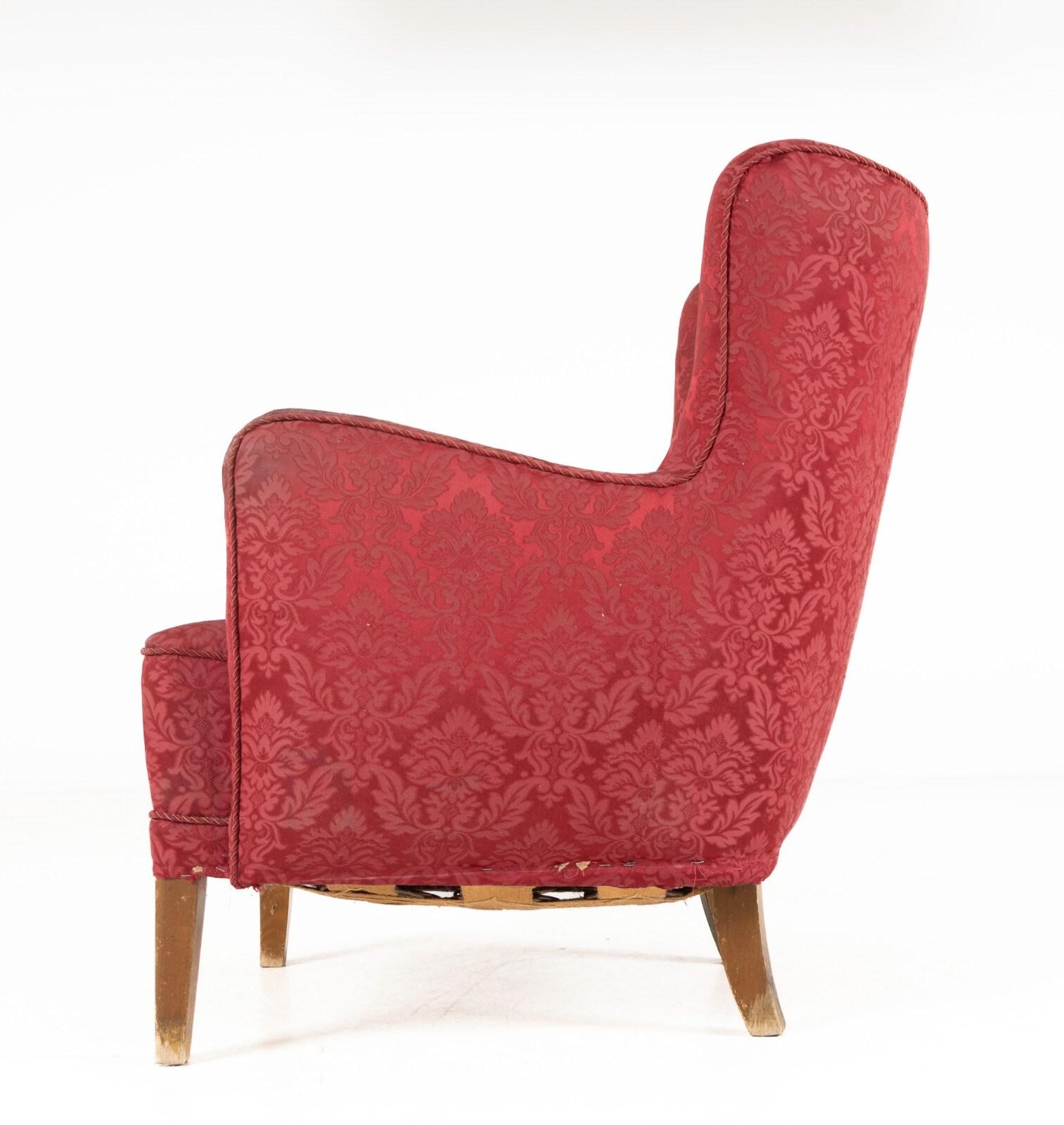 Sillón danés de 1940 al estilo de Fritz Hansen 1669 Danés en venta