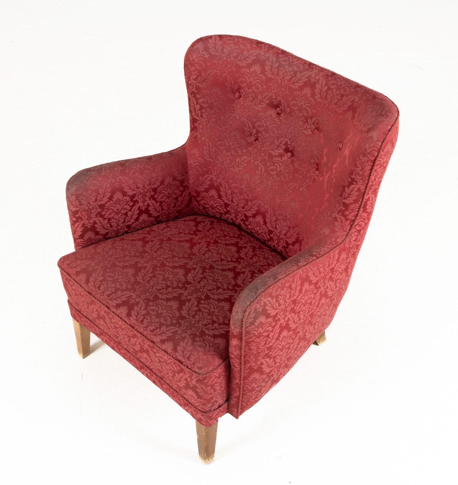 Sillón danés de 1940 al estilo de Fritz Hansen 1669 en Bueno estado para la venta en Bridgeport, CT