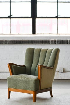 1940s Danish Lounge Chairs with Maple Frame and Armrests