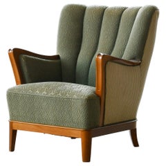 Vintage 1940s Danish Lounge Chairs with Maple Frame and Armrests