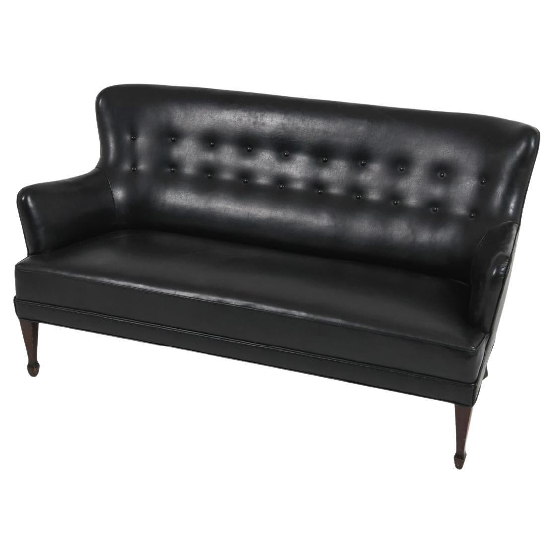 1940s Danish Modern Leather Settee by Georg Kofoed
