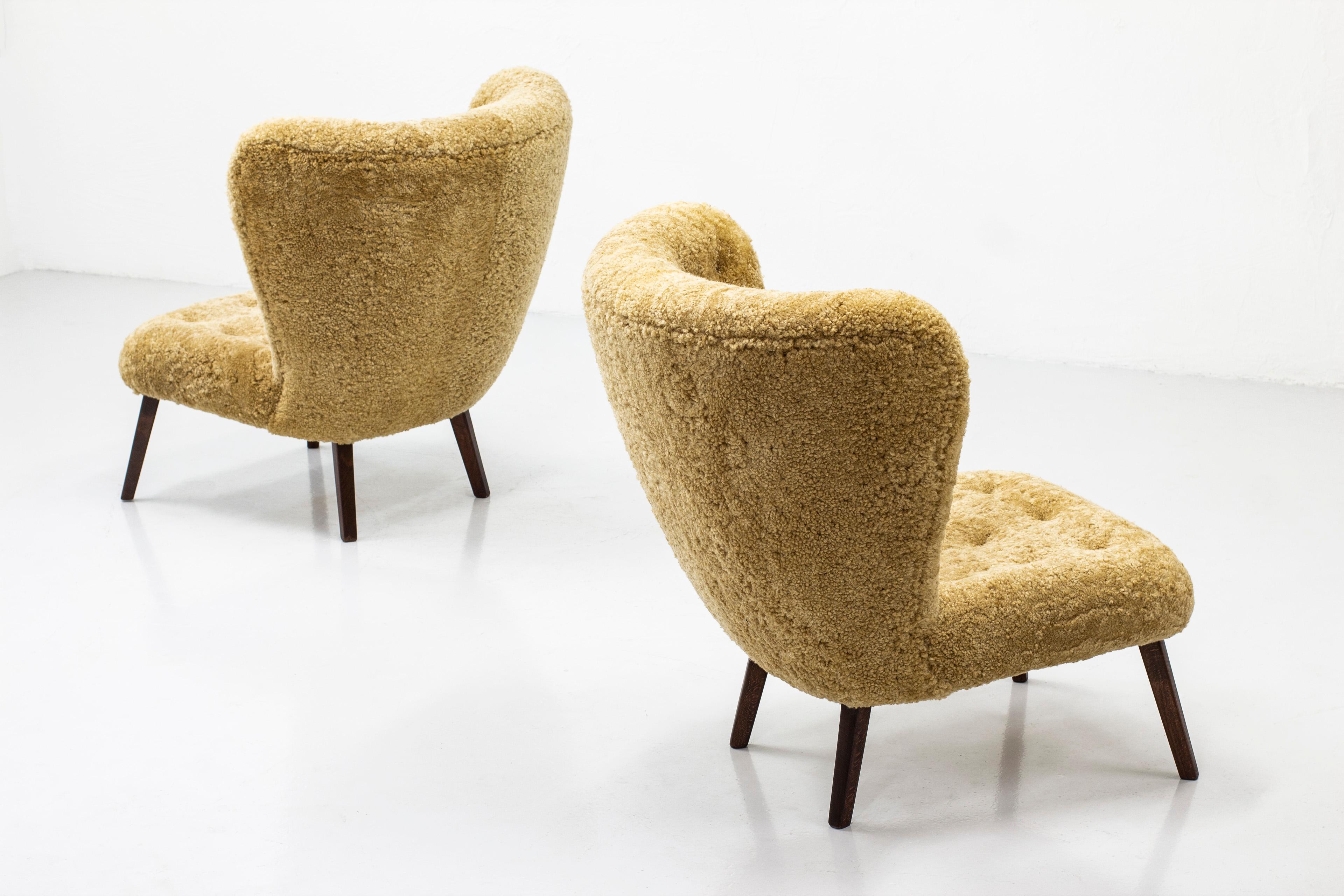 Swedish 1940s Danish Modern Lounge Chairs in the Manner of Viggo Boesen