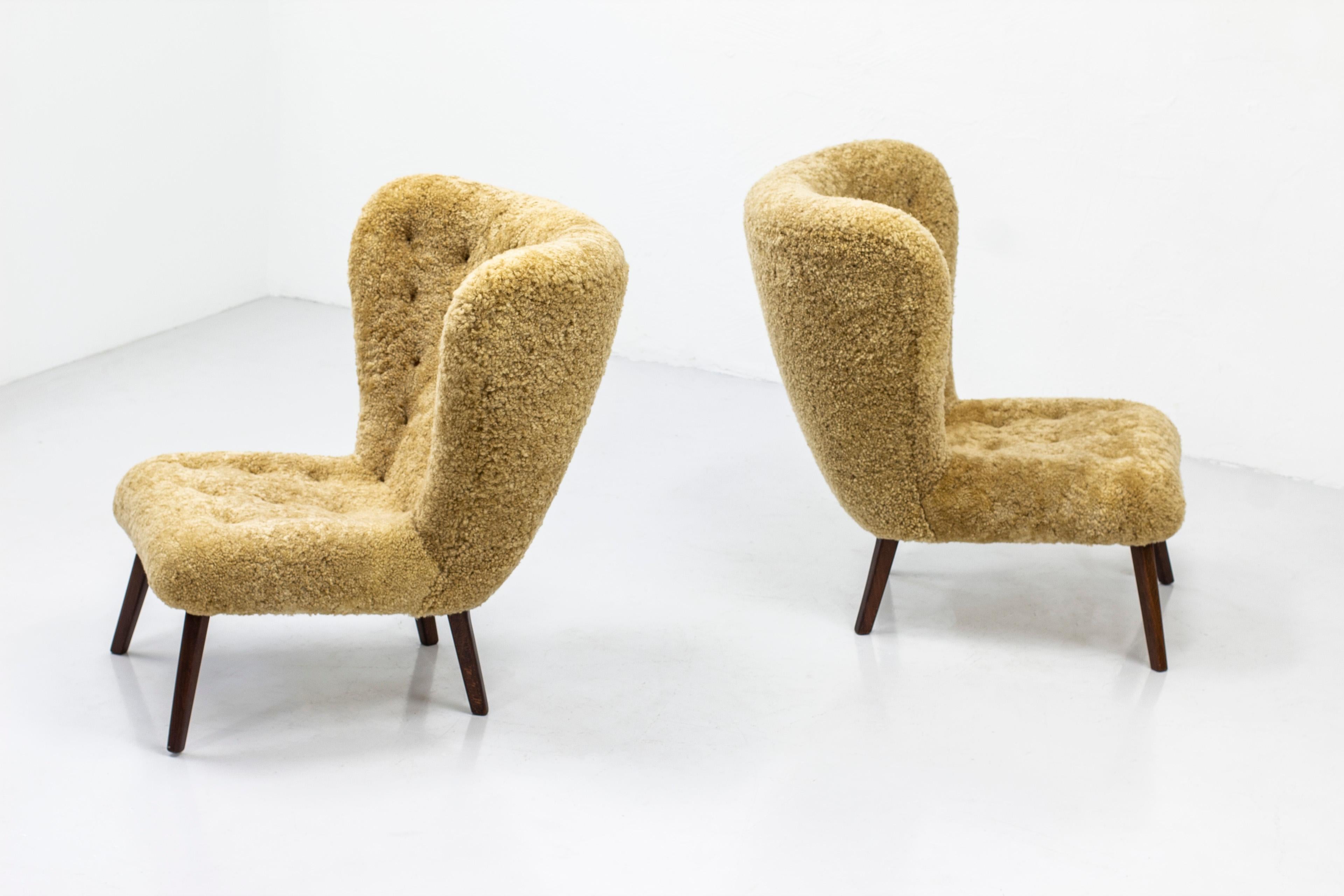 1940s Danish Modern Lounge Chairs in the Manner of Viggo Boesen In Good Condition In Hägersten, SE