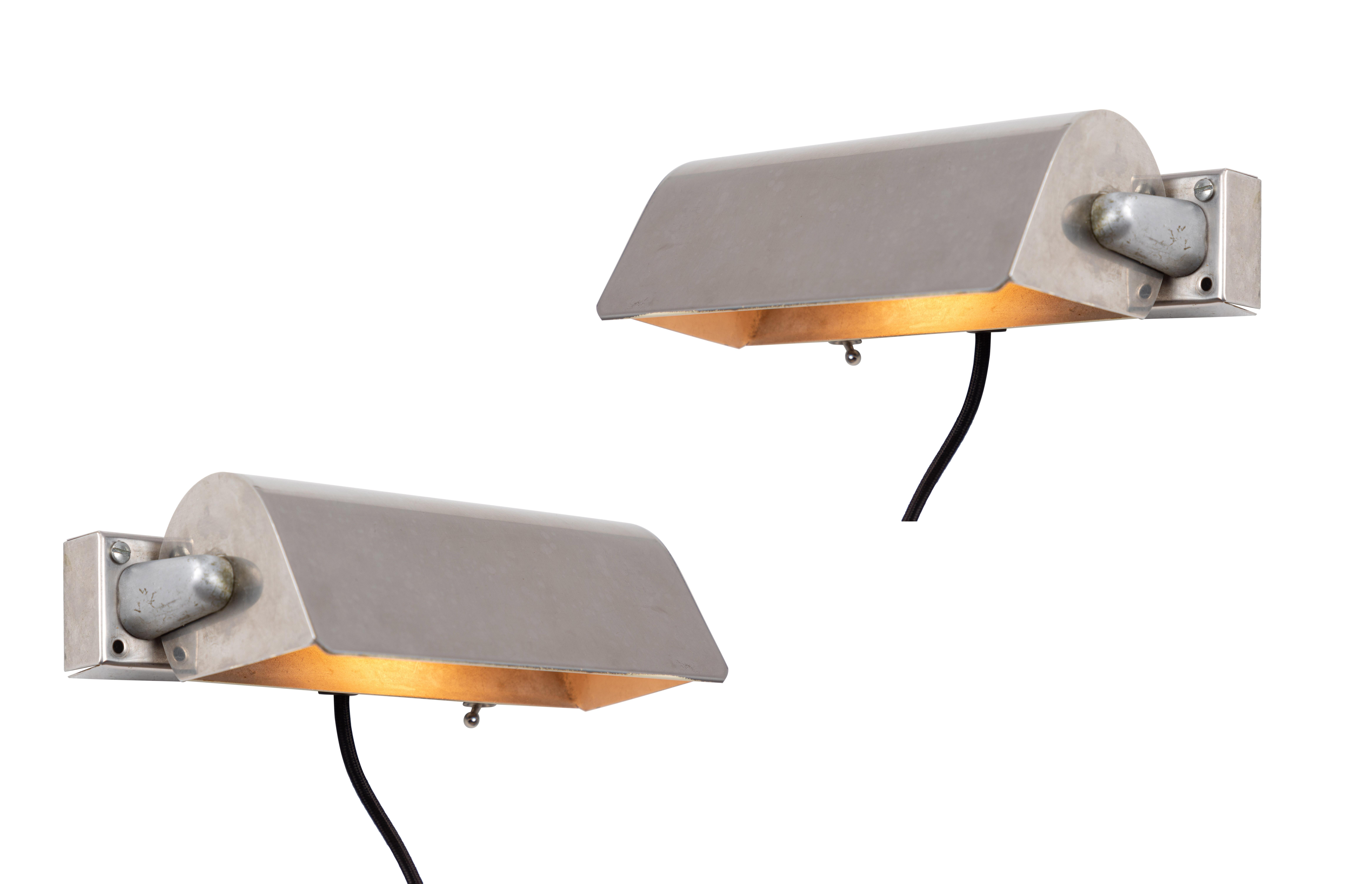 Pair of 1930s Finnish Minimalist Wall Lights Attributed to Paavo Tynell 11