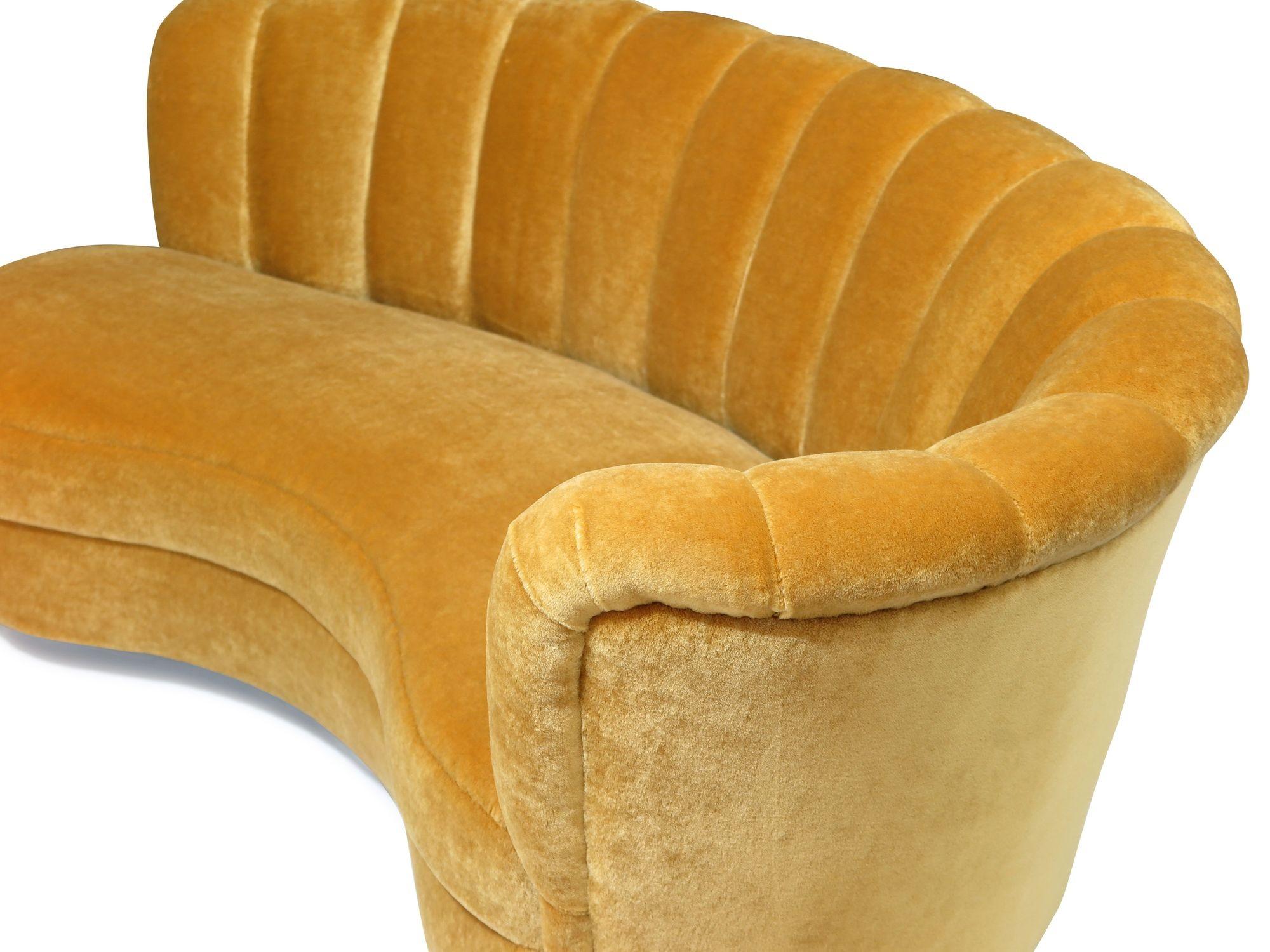20th Century 1940s Danish Mohair Sofa with Channel Back and Curved Silhouette For Sale