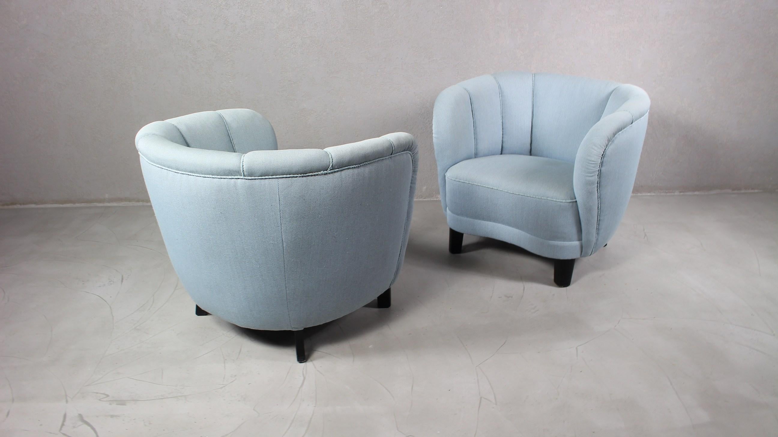 Mid-Century Modern 1940s Danish Pair Banana of Easy Chairs