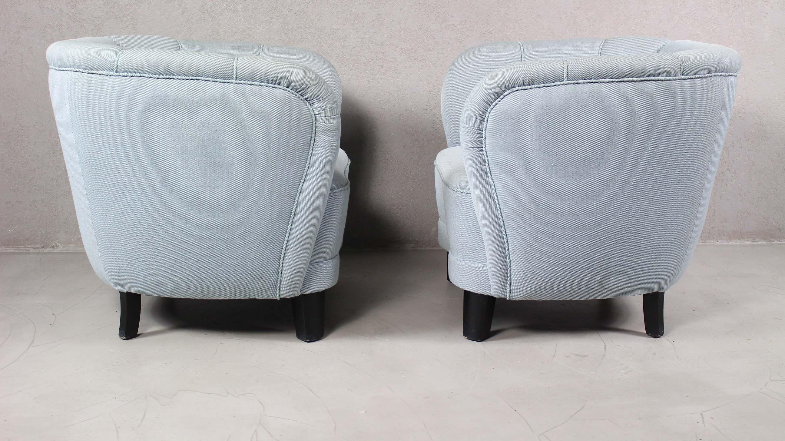 Fabric 1940s Danish Pair Banana of Easy Chairs