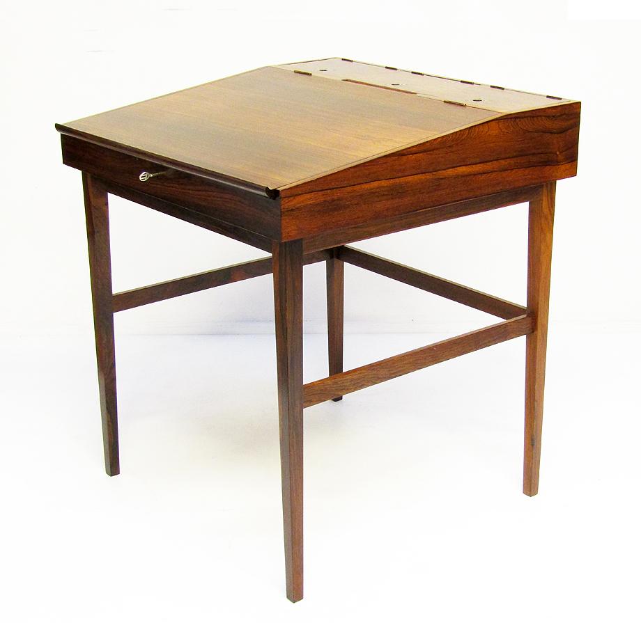 Brass 1940s Danish Rosewood NV-40 Writing Desk by Finn Juhl for Niels Vodder