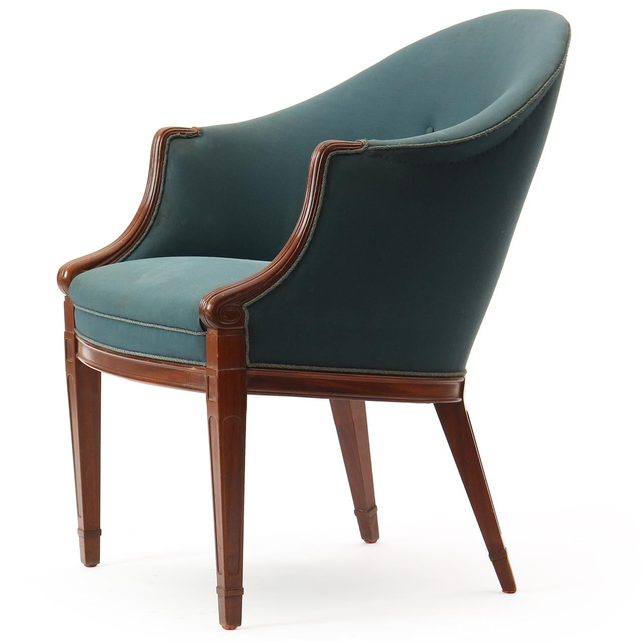 1940s Danish Settee and Pair of Chairs by Frits Henningsen in Vintage Upholstery 1