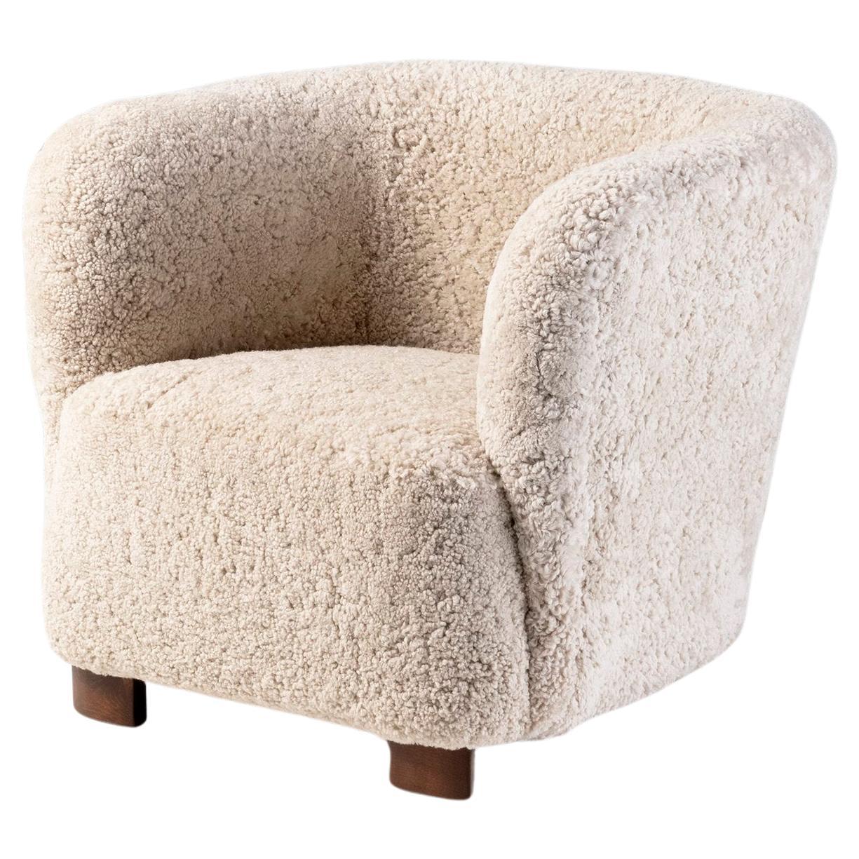 1940s Danish Sheepskin Vintage Tub Chair For Sale at 1stDibs