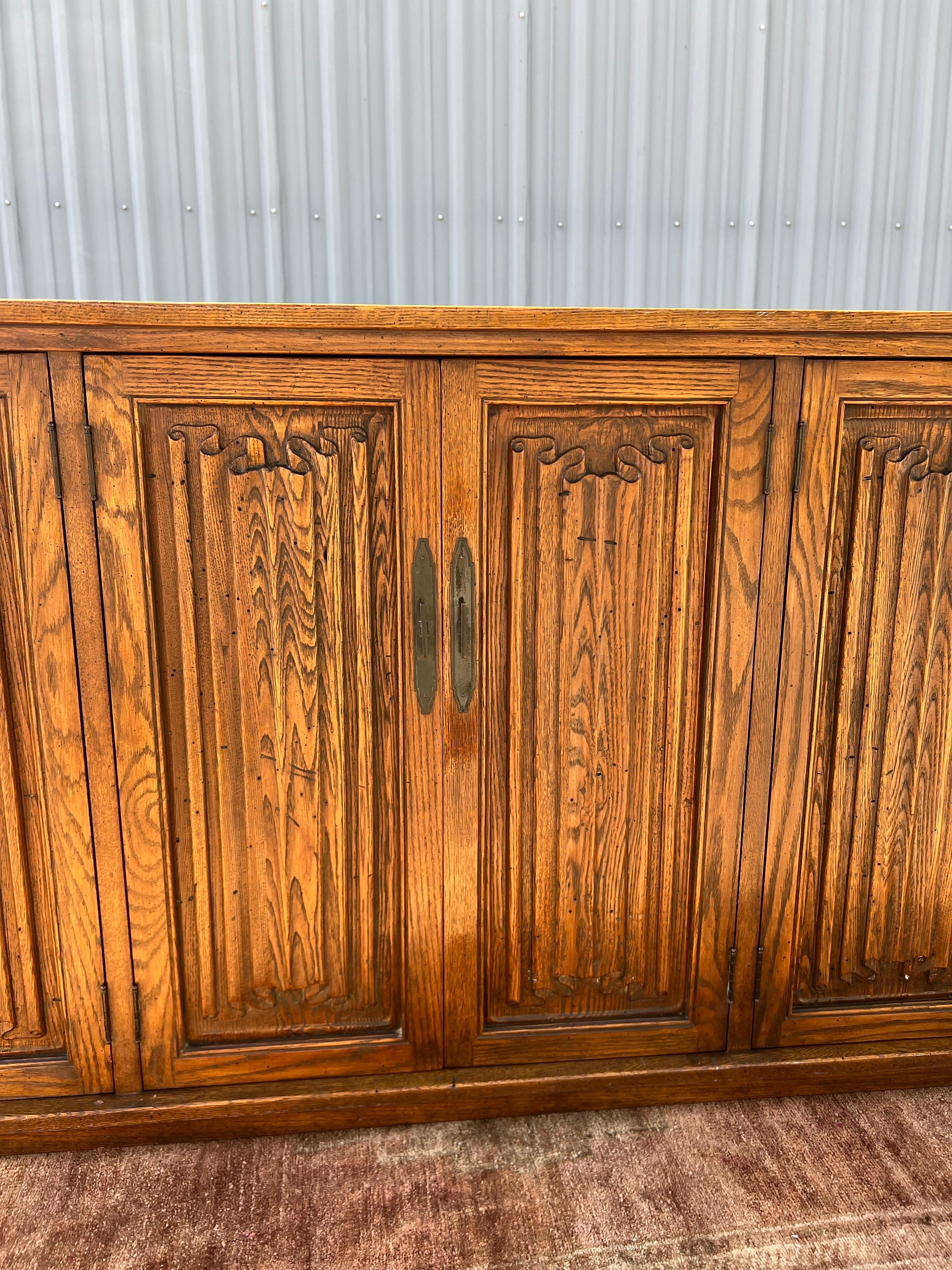 Mid-20th Century 1940s Danish Sideboard With “linen-Folds” Relief Attributed to Henning Kjaernulf