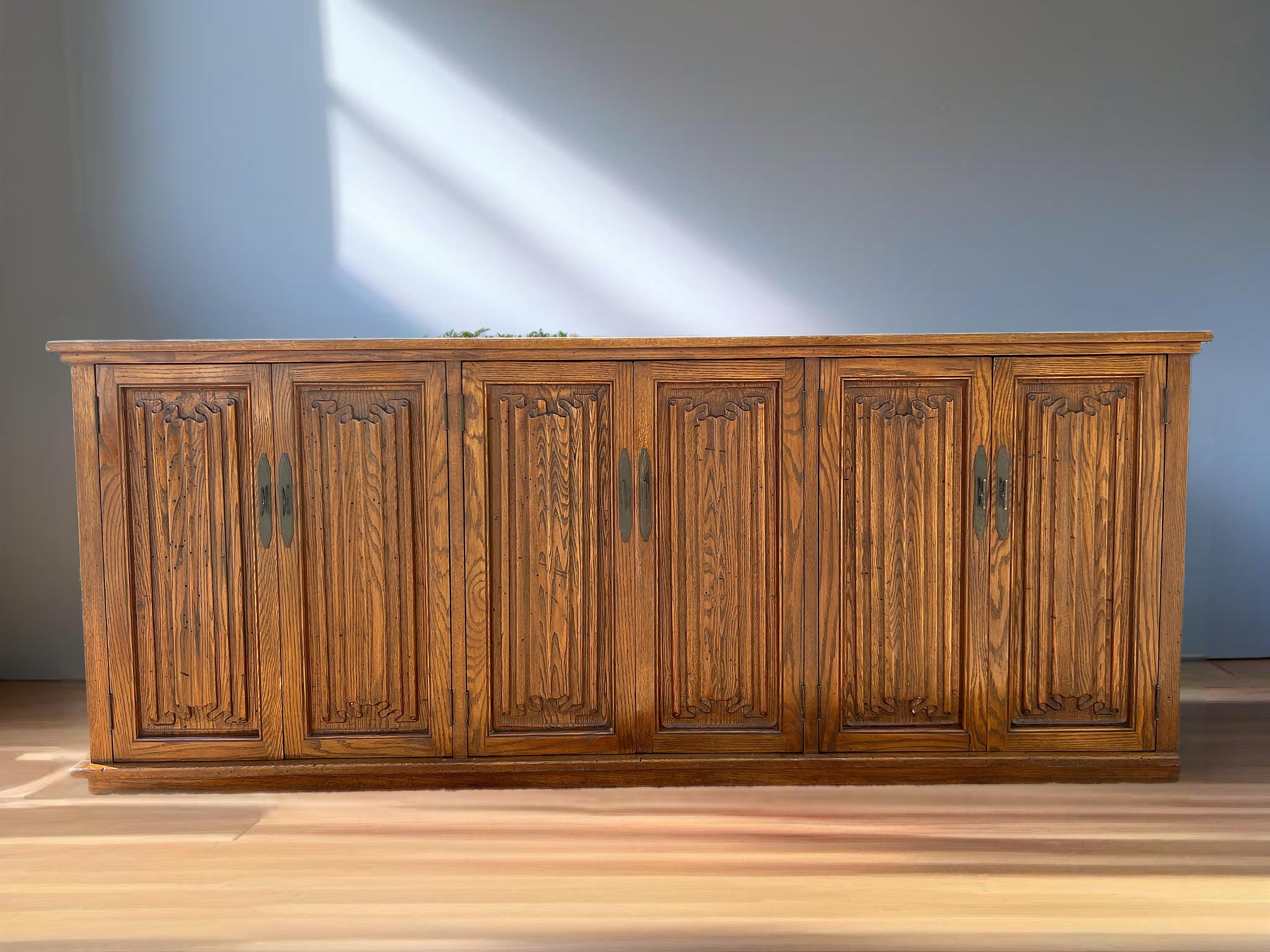1940s Danish Sideboard With “linen-Folds” Relief Attributed to Henning Kjaernulf 1