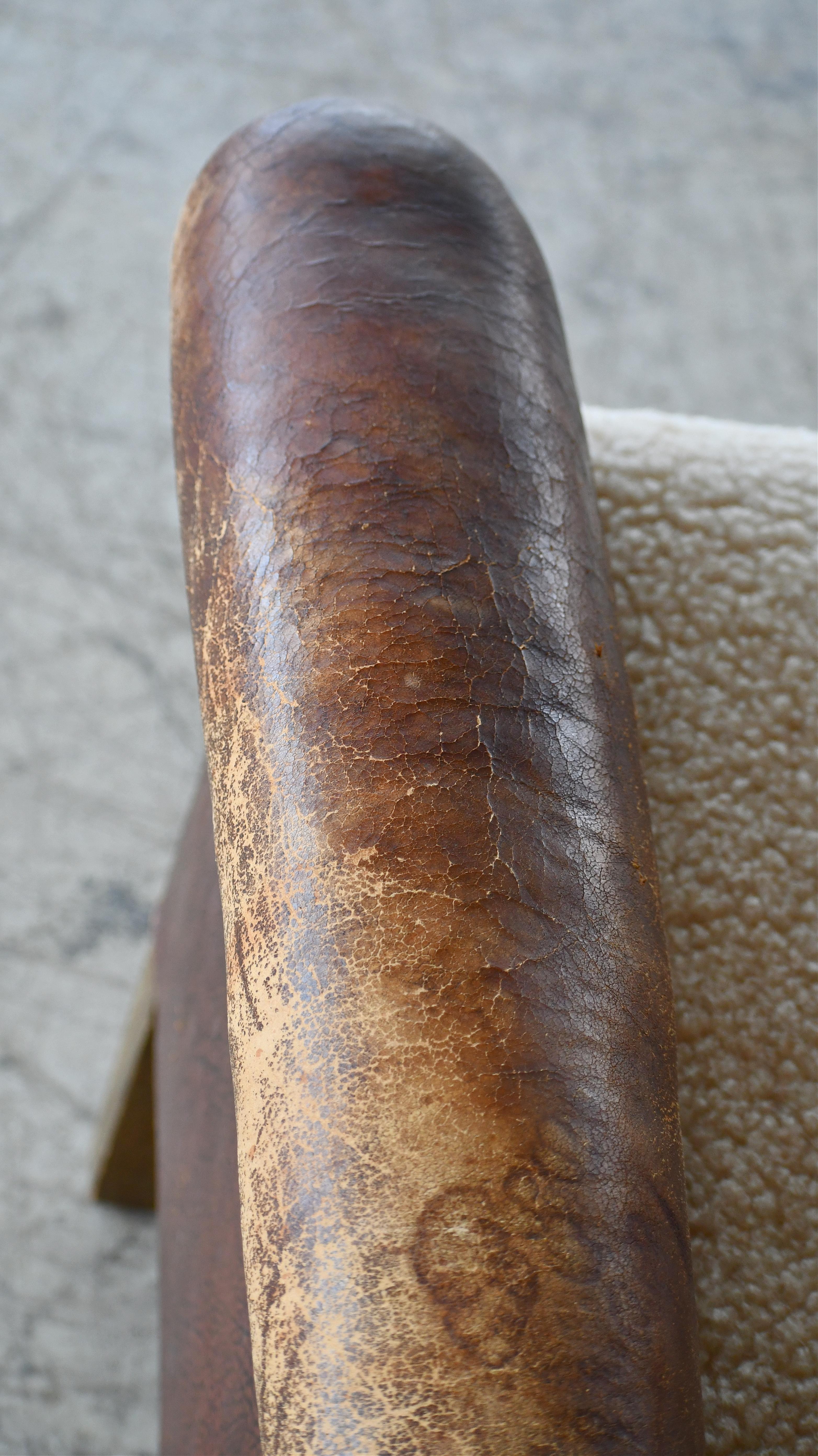 1940s Danish Small Club or Library Chair in Brown Leather 1