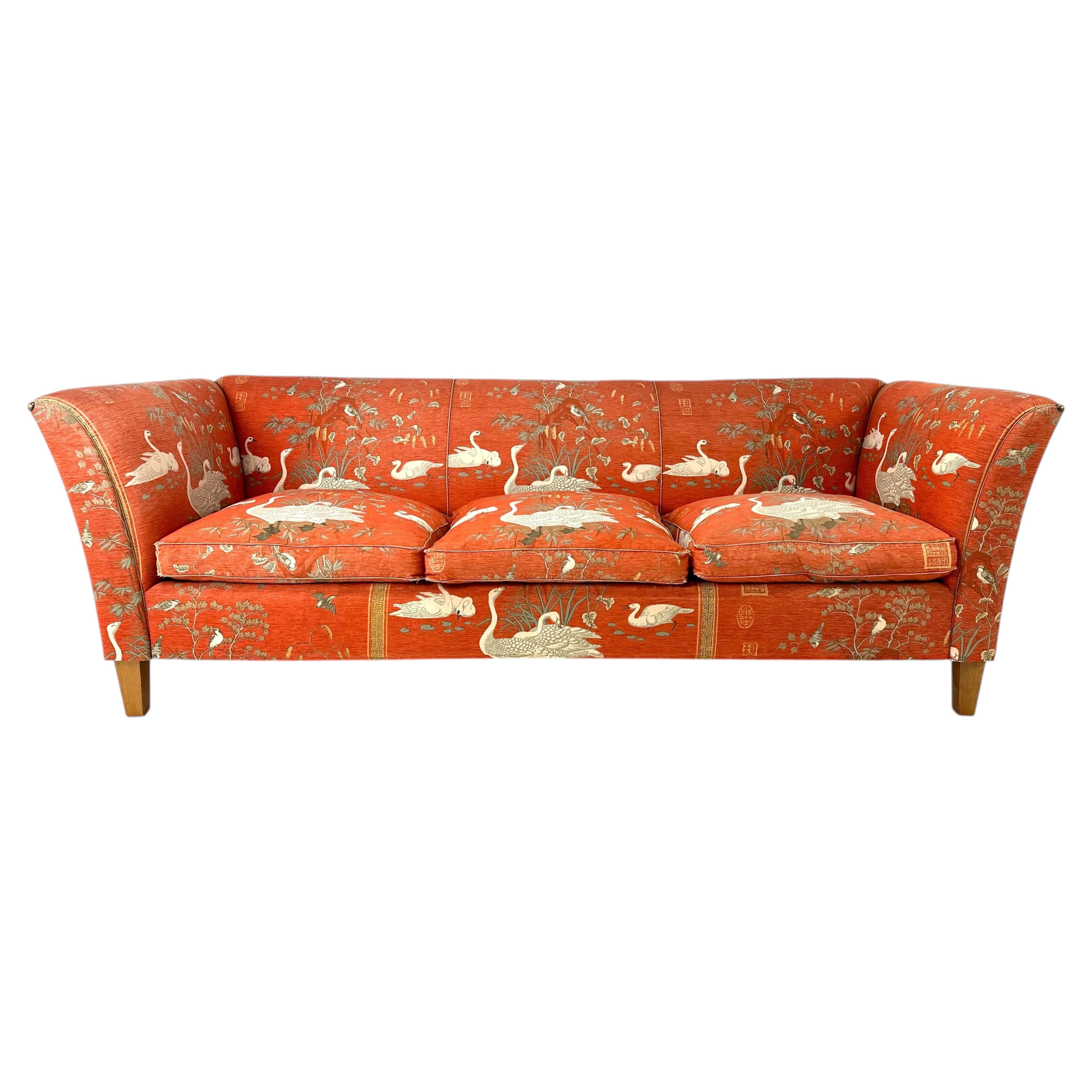 1940's Danish Sofa Upholstered in Vintage Designer Swan Upholstery