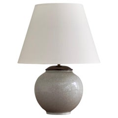 1940s danish soft blue ceramic table lamp with crackle glaze by Lyngby Porcellæn