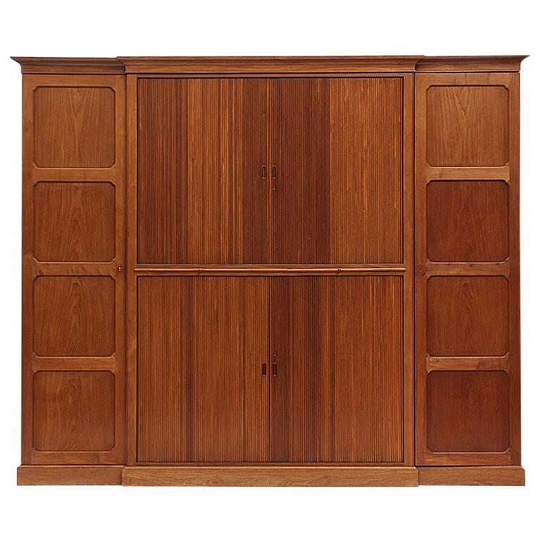 1940s Danish Tambour Door Cabinet by Rudolf Rasmussen