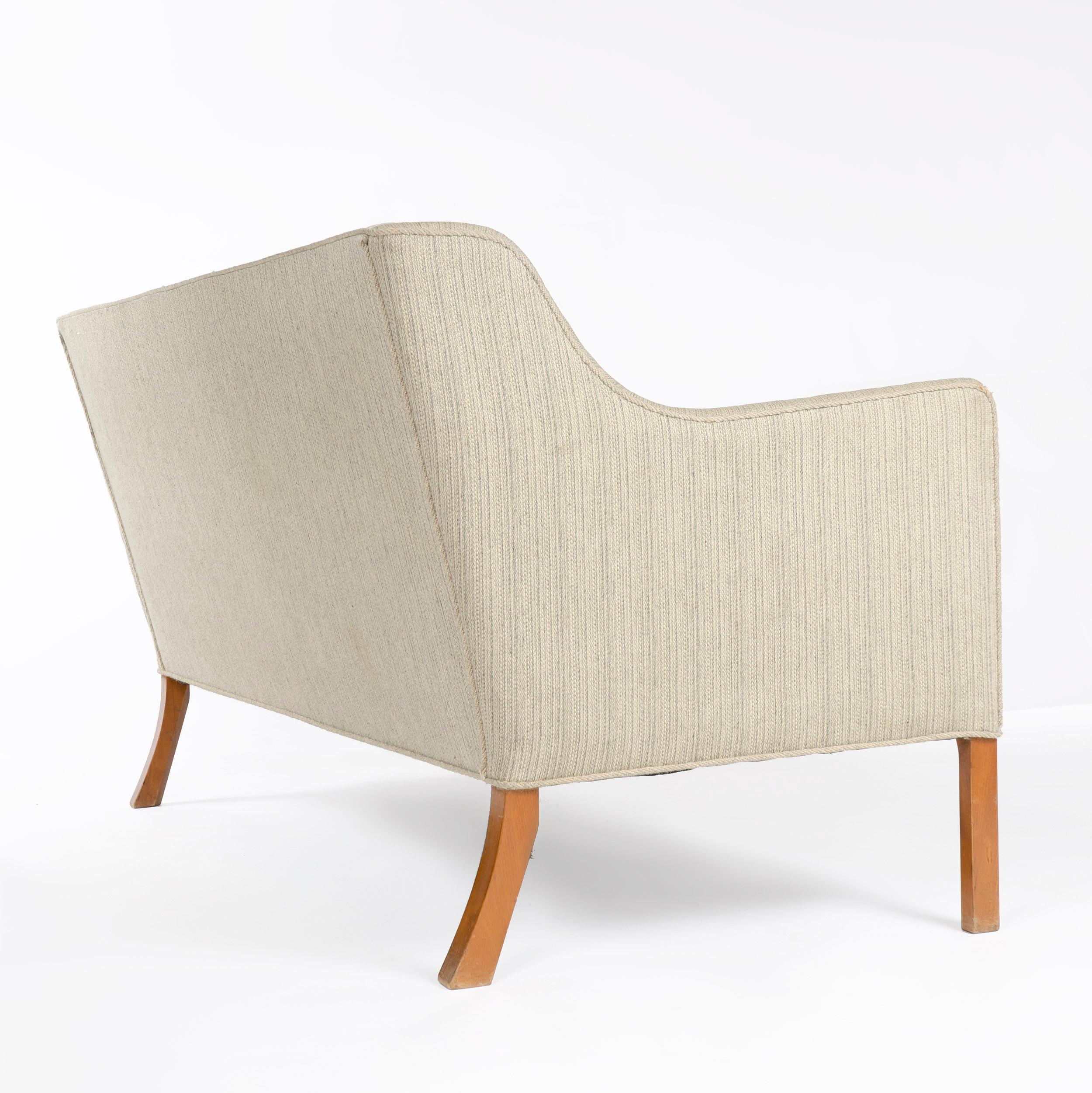 Upholstery 1940s Danish Upholstered Settee by Ole Wanscher for A.J. Iversen
