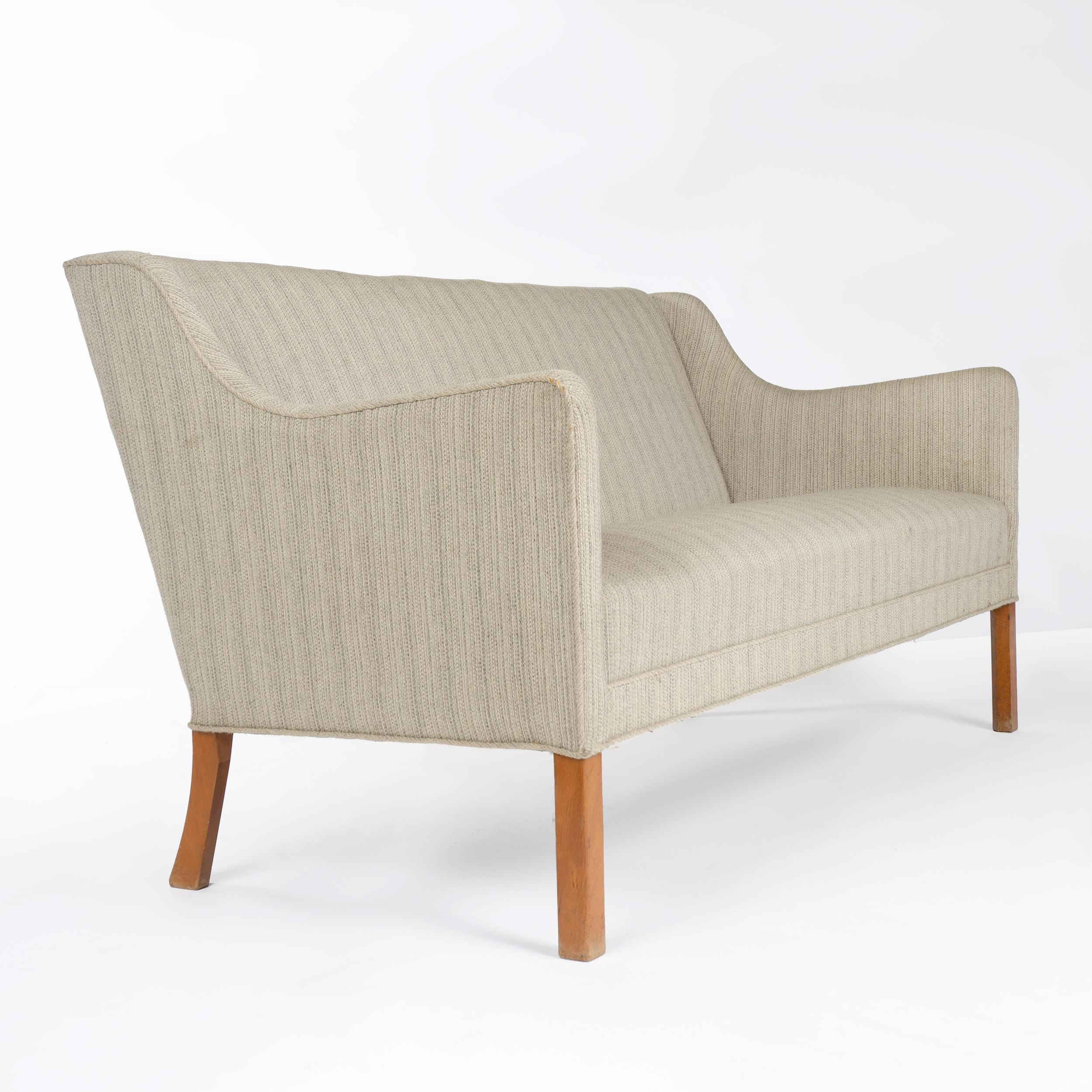 1940s Danish Upholstered Settee by Ole Wanscher for A.J. Iversen 1