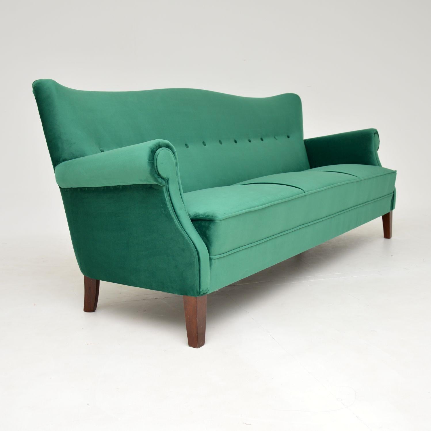 Mid-Century Modern 1940's Danish Vintage Re-Upholstered Sofa