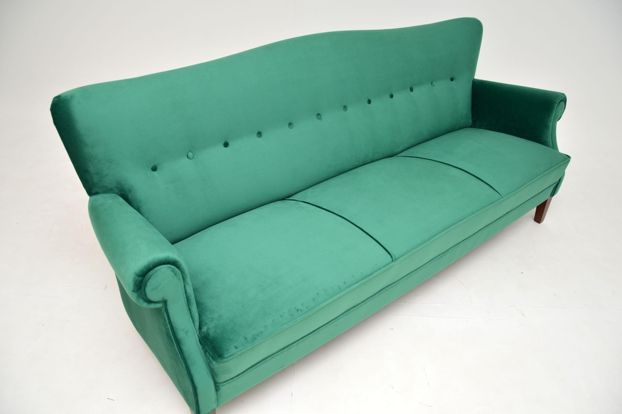 20th Century 1940's Danish Vintage Re-Upholstered Sofa