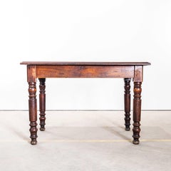1940's Dark Oak Bobbin Leg Scrubbed Top Dining Table