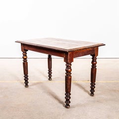 1940's Dark Oak Bobbin Leg Scrubbed Top Dining Table