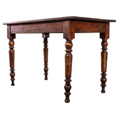1940's Dark Oak Bobbin Leg Scrubbed Top Dining Table