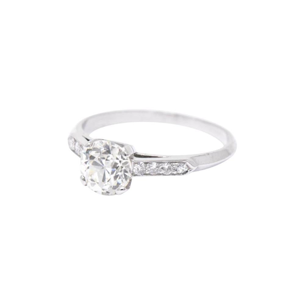 Retro 1.49 CTW Diamond Platinum Engagement Ring GIA Circa 1940's 3